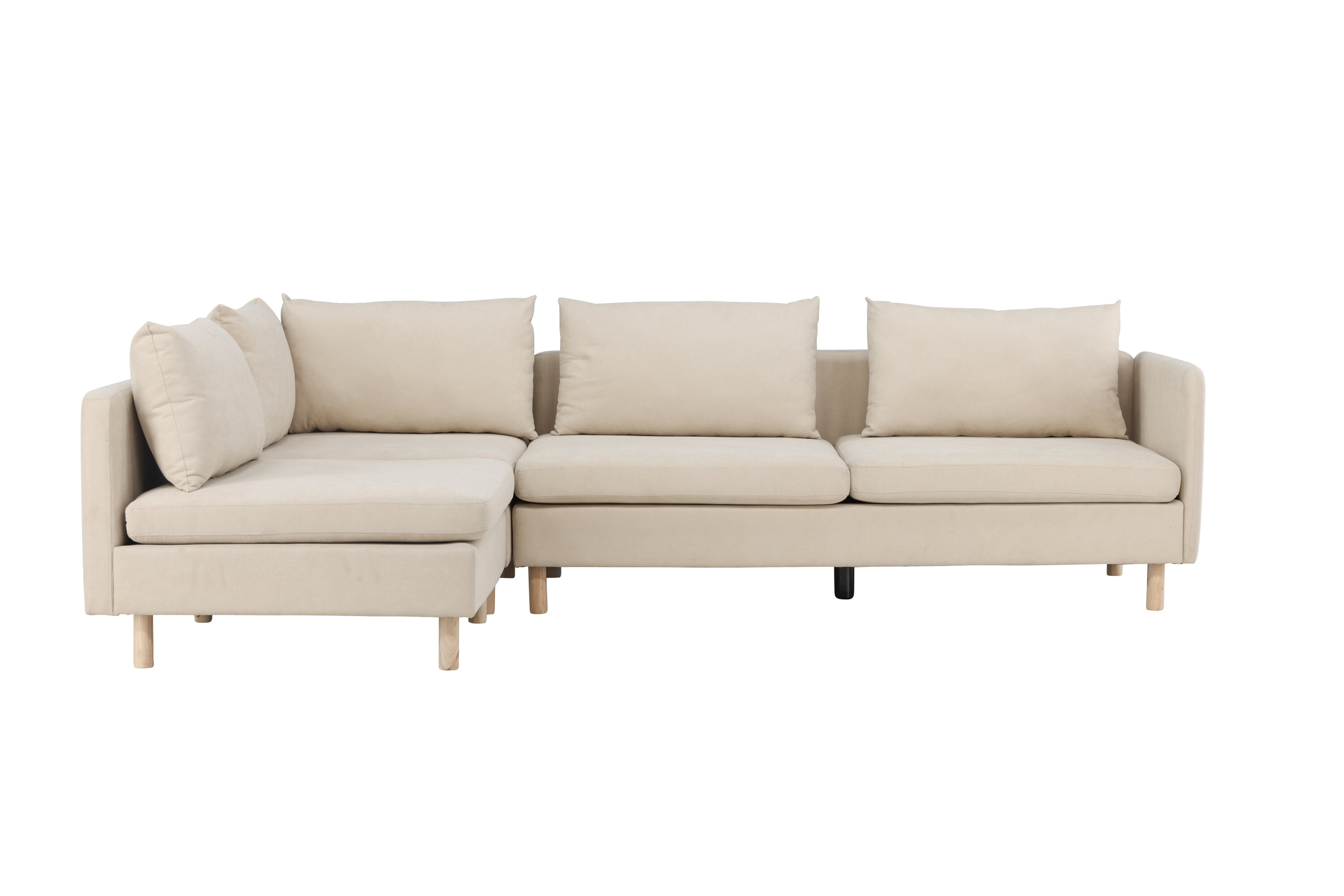 VENTURE DESIGN Zero hjørnesofa - beige polyester og natur gummitræ