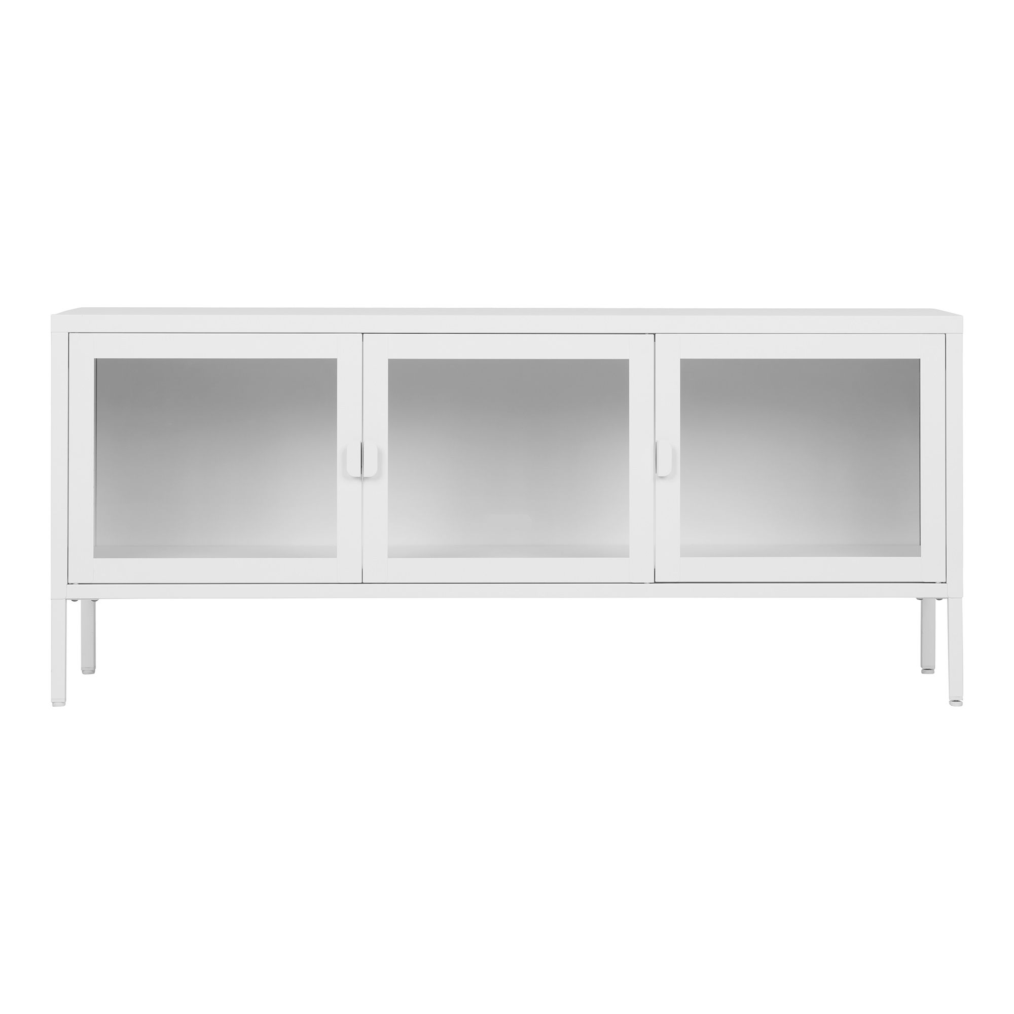 HOUSE NORDIC Brisbane TV-bænk - TV-bænk, 3 glaslåger, stål, hvid 130x40x55 cm