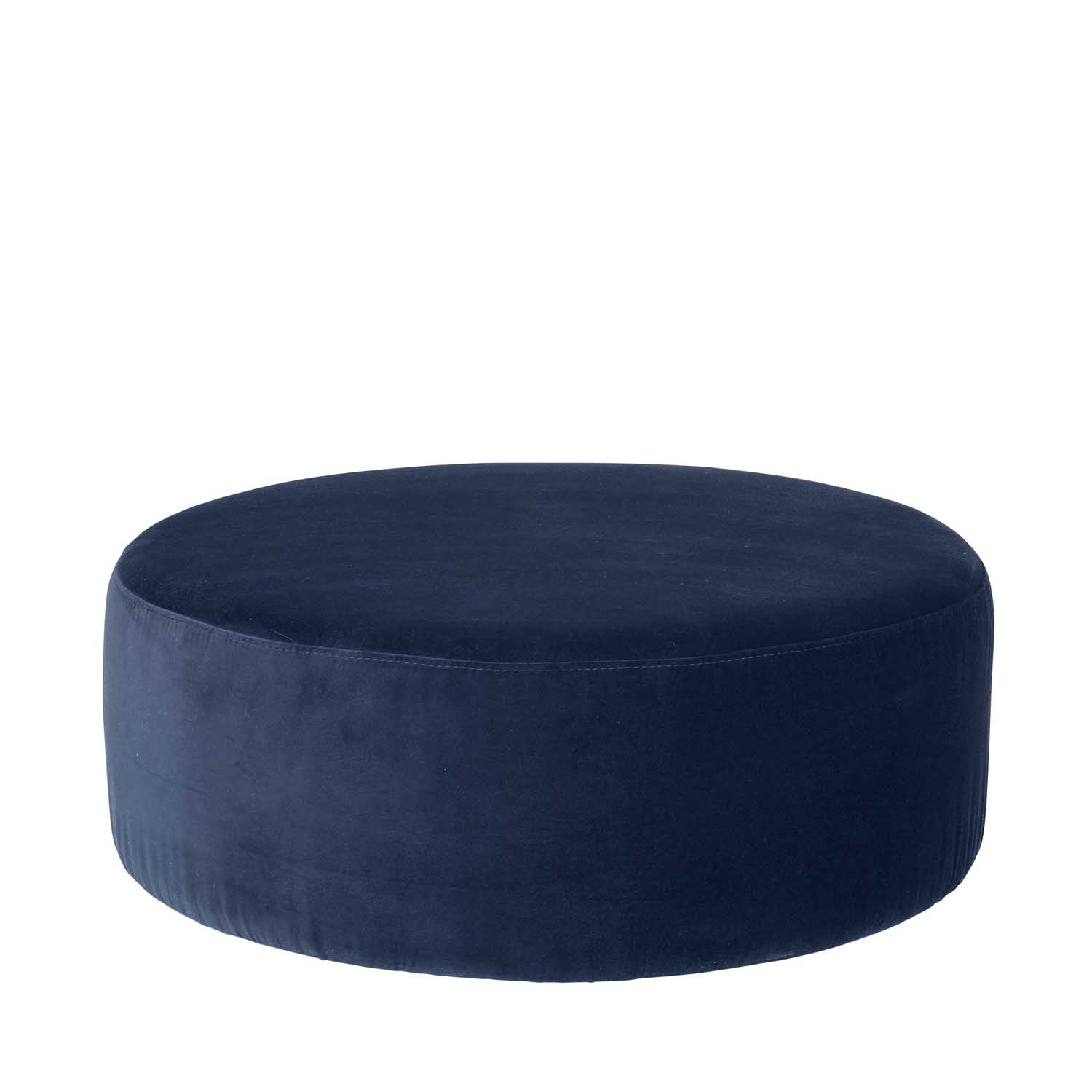 BROSTE COPENHAGEN Wind puf - blå polyester velour, rund (Ø82) thumbnail