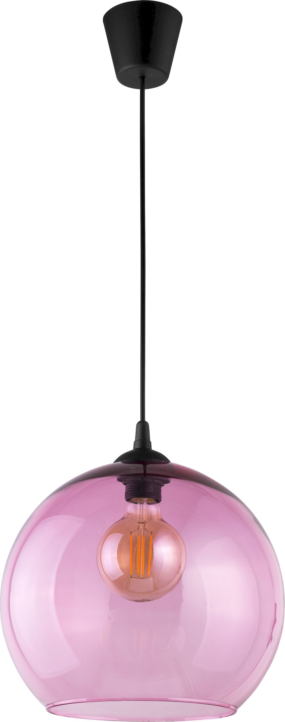 TK Cubus taklampa - rosa glas och svart metall
