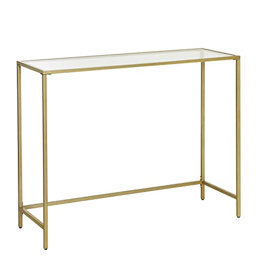 VASAGLE konsolbord, rektangulær - hærdet glas og guld stål (100x35)