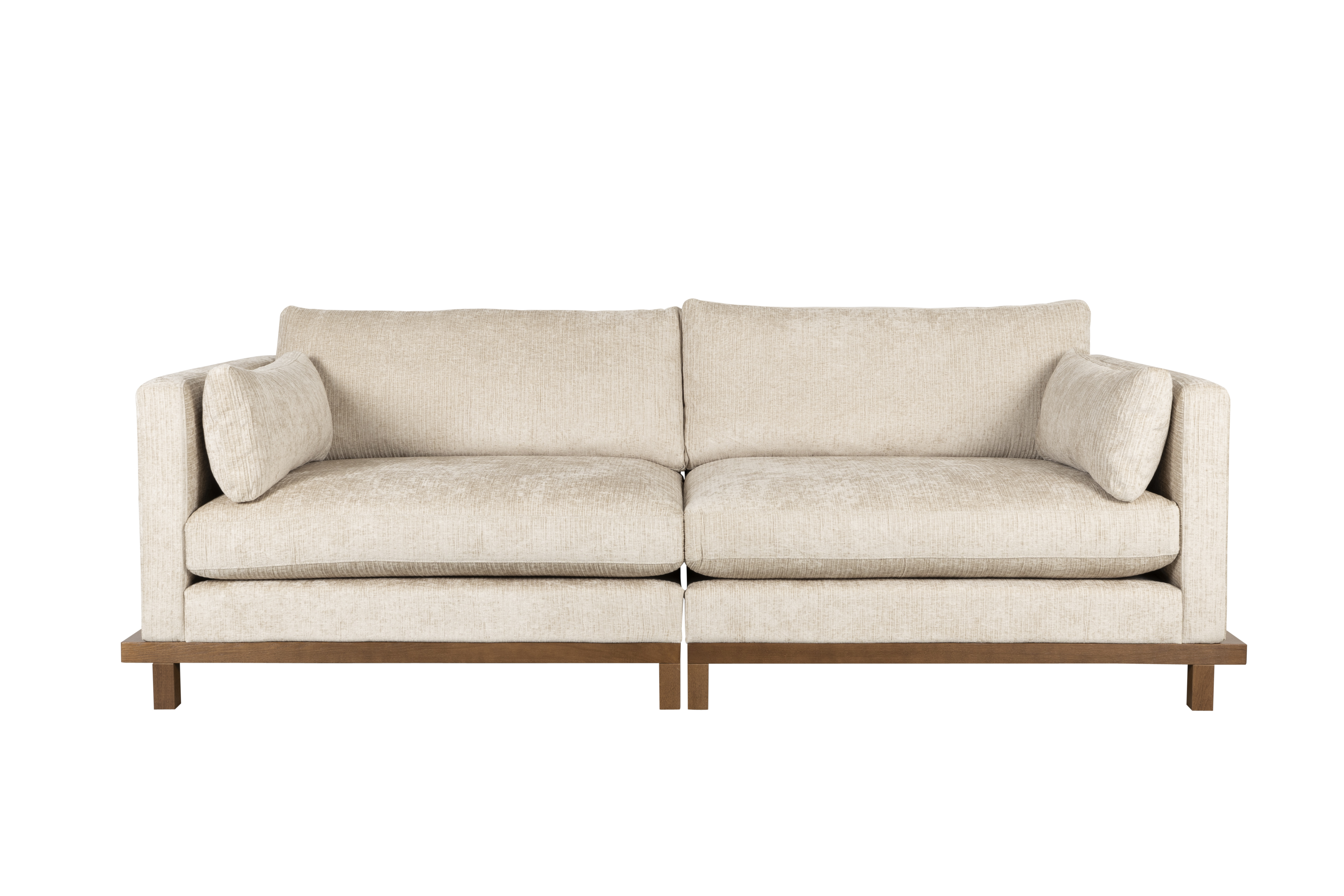 ZUIVER Blossom 3-personers sofa – sand stof og egetræ