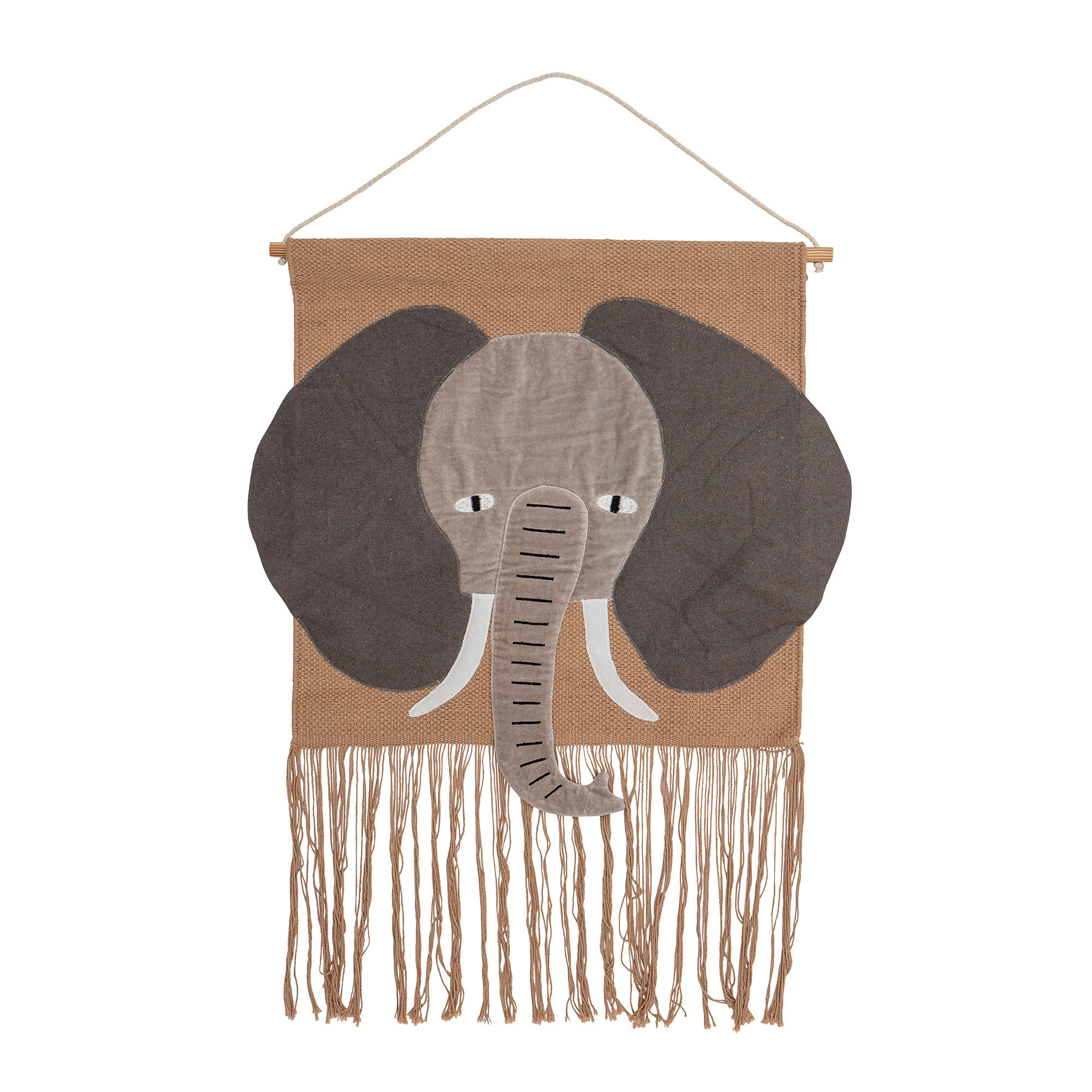 BLOOMINGVILLE MINI Raye Elefant Væg Dekoration, Grå, Bomuld, H: 80cm, L: 50cm