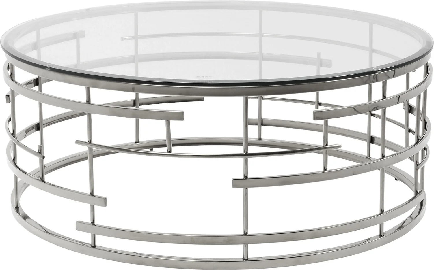 8: KARE DESIGN Jupiter sofabord - glas/sølv stål, rundt (Ø100)