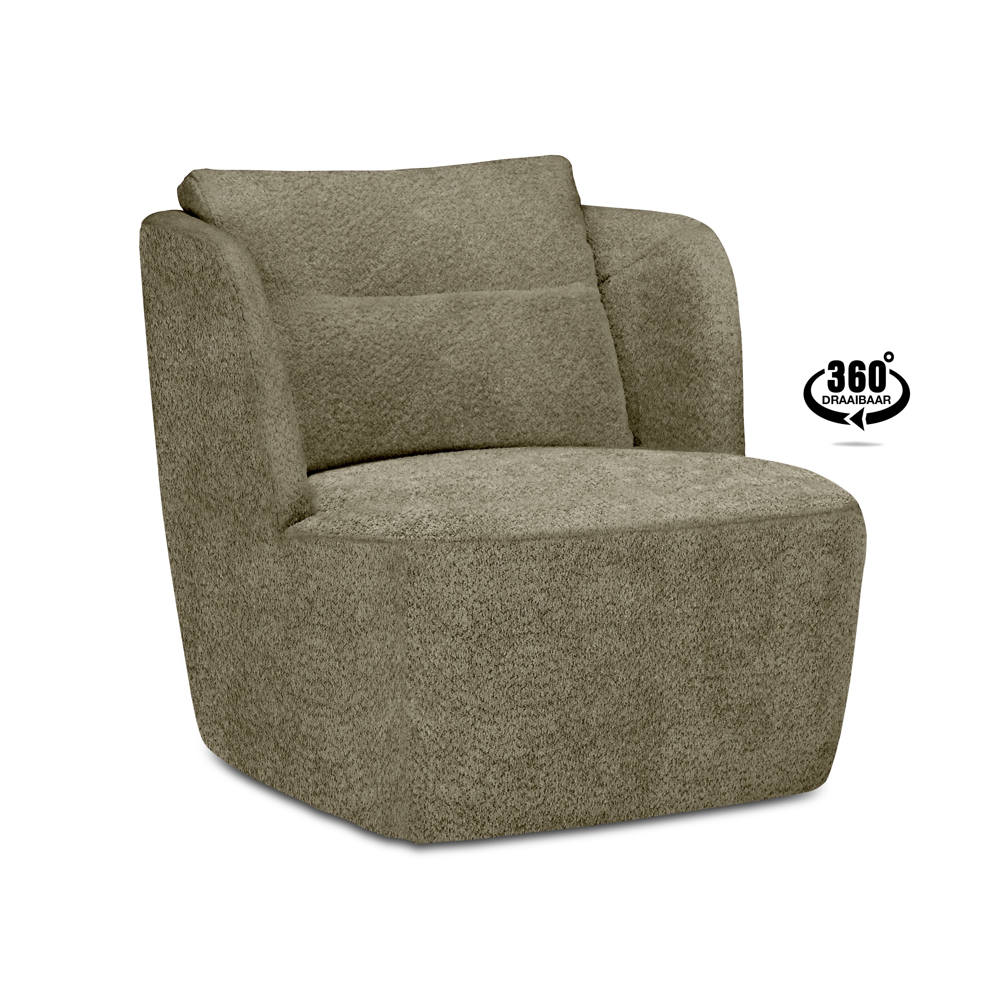 Elliot lounge drejestol, m. armlæn - vinter mosgrønt polyester stof