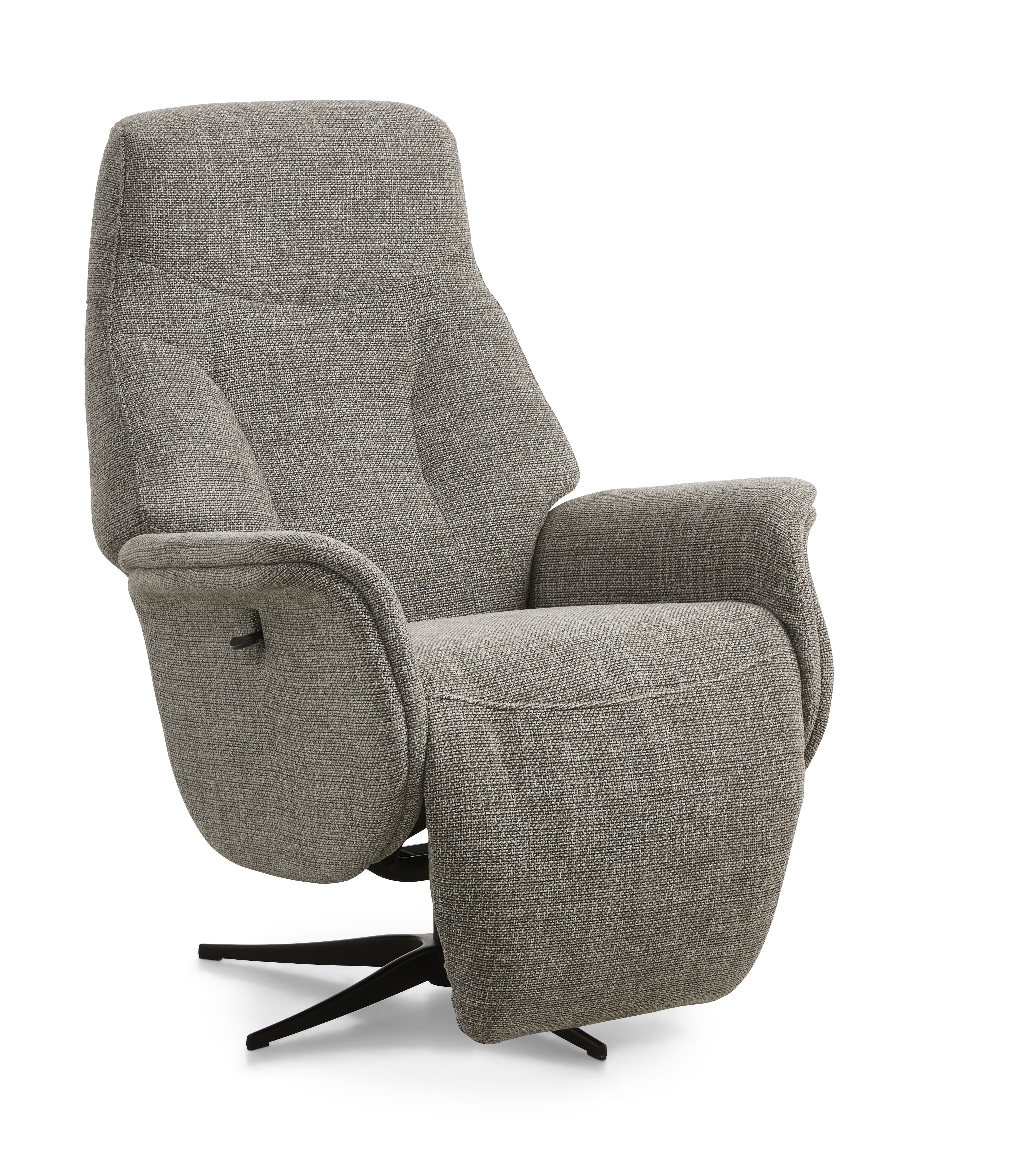 Storm recliner stol, manuel, m. armlæn, vippefunktion, fodskammel - taupe polyester stof/sort metal