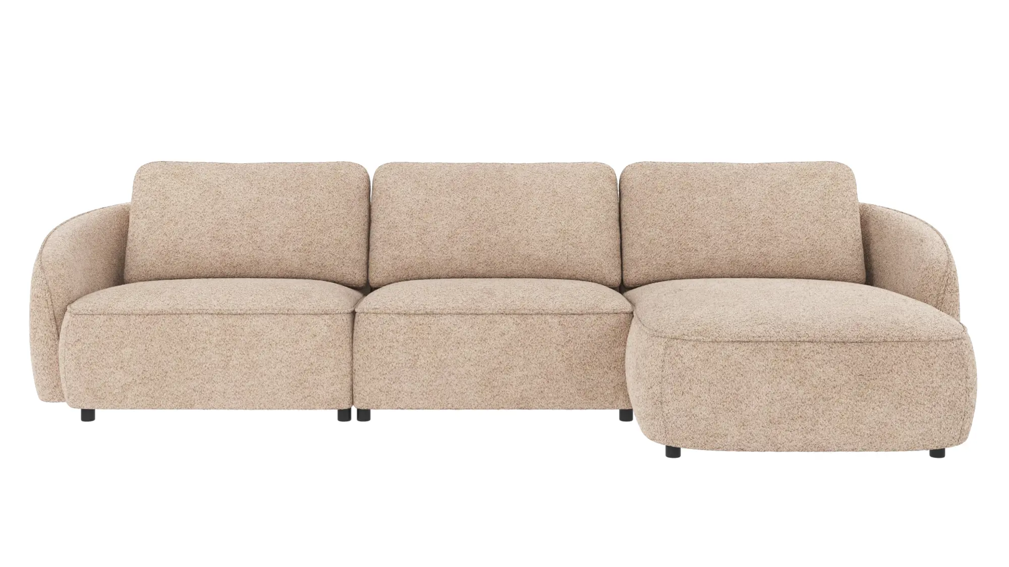ROWICO Norris 4 per. sofa, m. chaiselong R - lys beige polyester stof og sort plastik