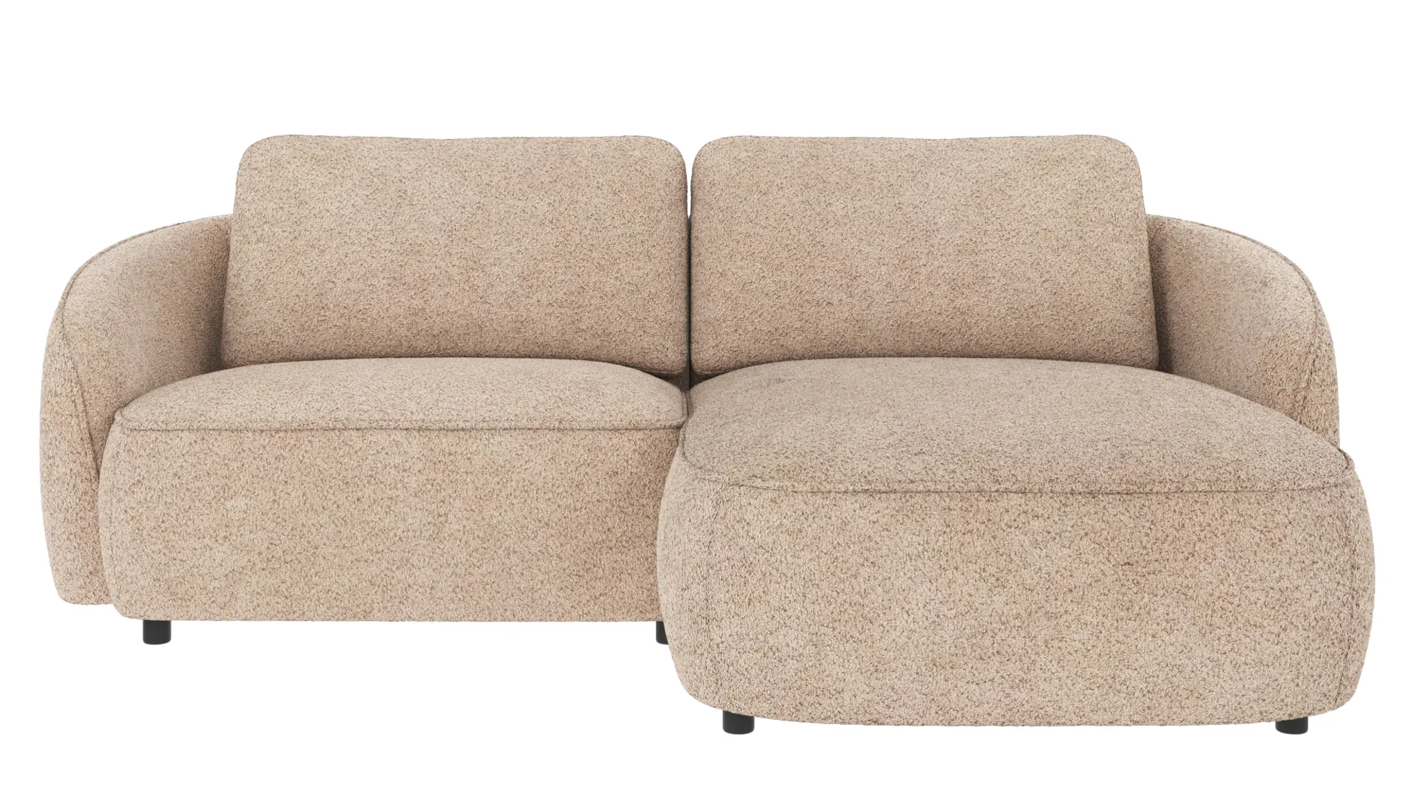 ROWICO Norris 3 per. sofa, m. chaiselong R - lys beige polyester stof og sort plastik