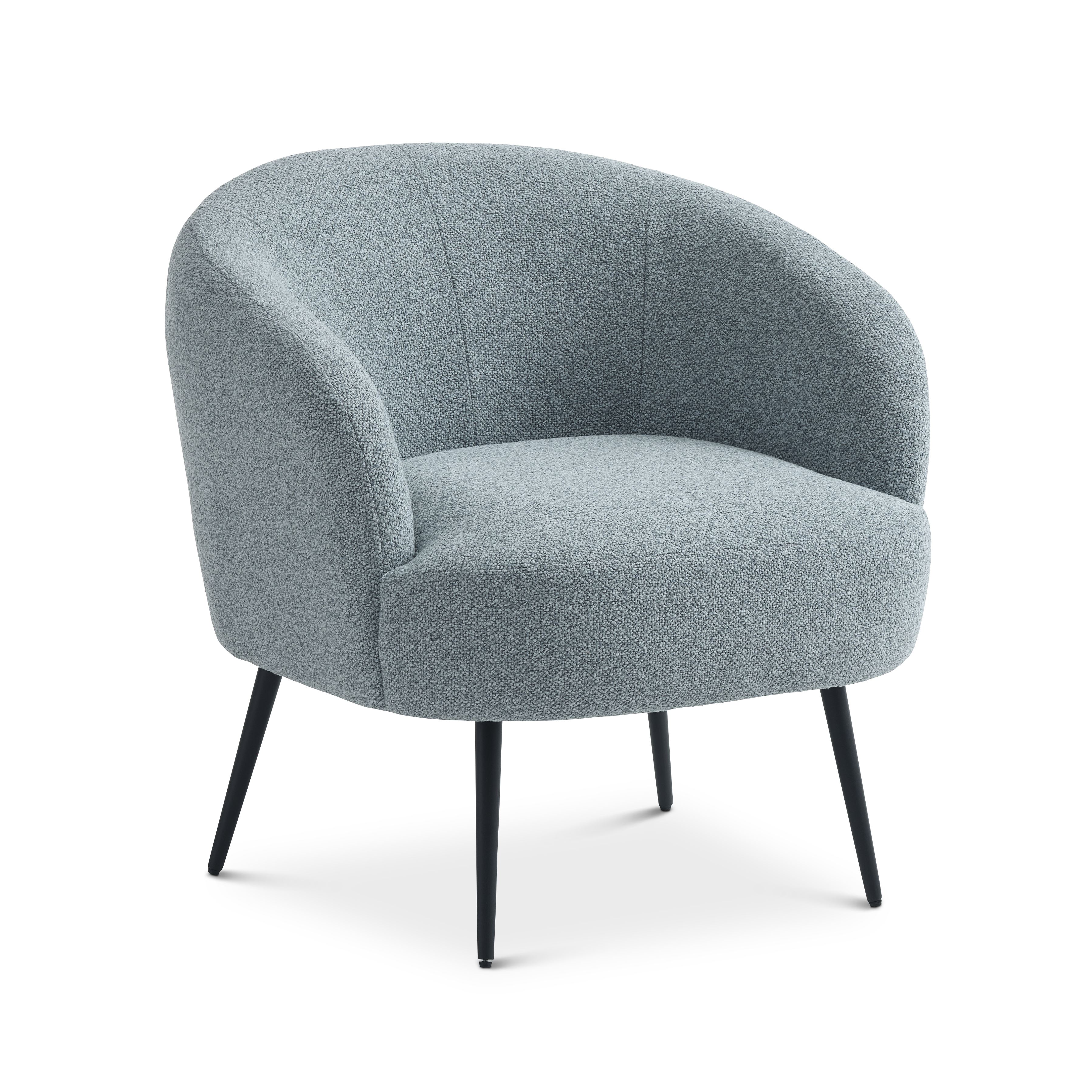 Conrad loungestol, m. armlæn - æggeblå polyester stof og sort metal