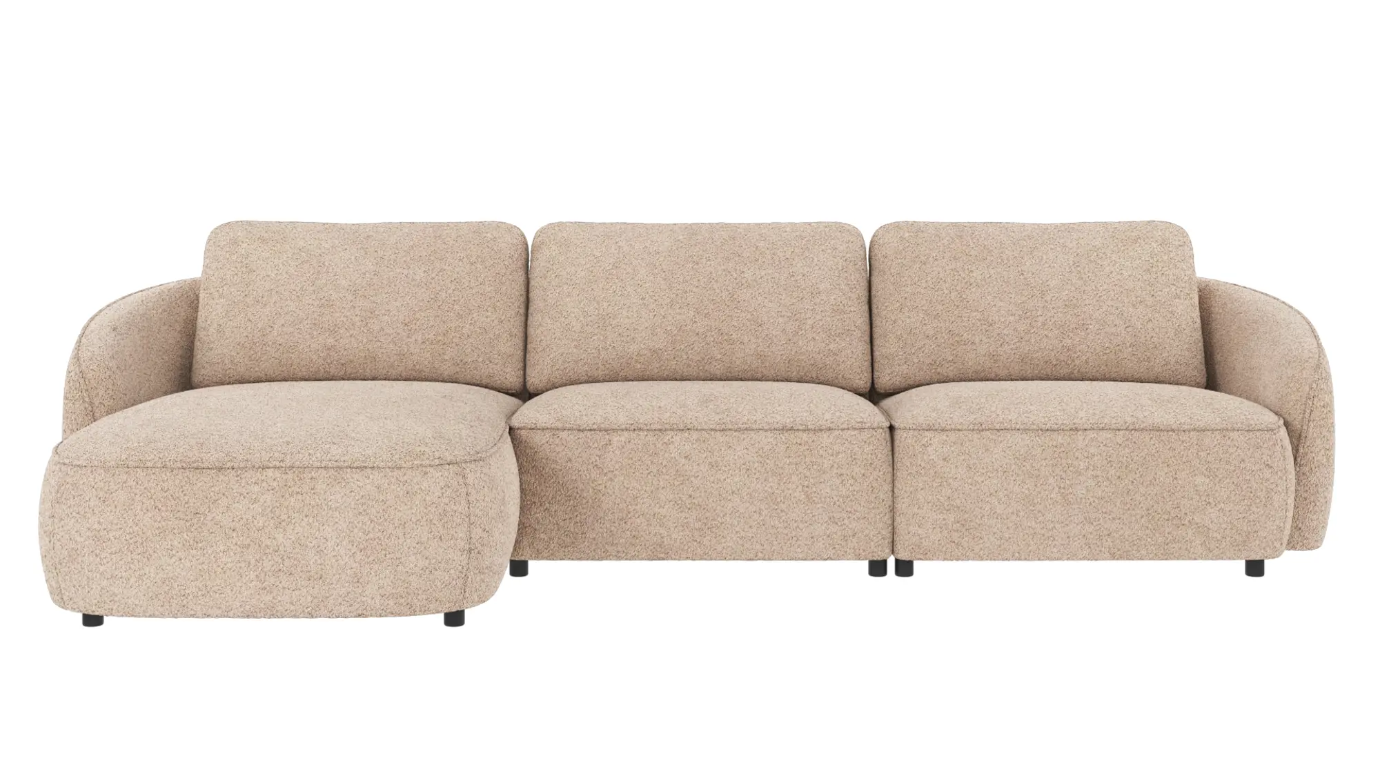 ROWICO Norris 4 per. sofa, m. chaiselong L - lys beige polyester stof og sort plastik