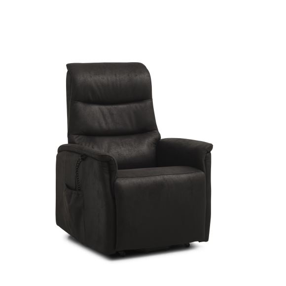 Max Recliner Stol Motorer Sædeløft Vippefunktion Fodskammel Armlæn Onyx Sort Micro Læder