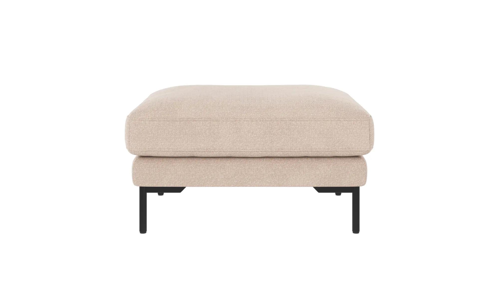 ROWICO Corwin fodskammel, rektangulær - lys beige polyester stof og sort metal (84x64)