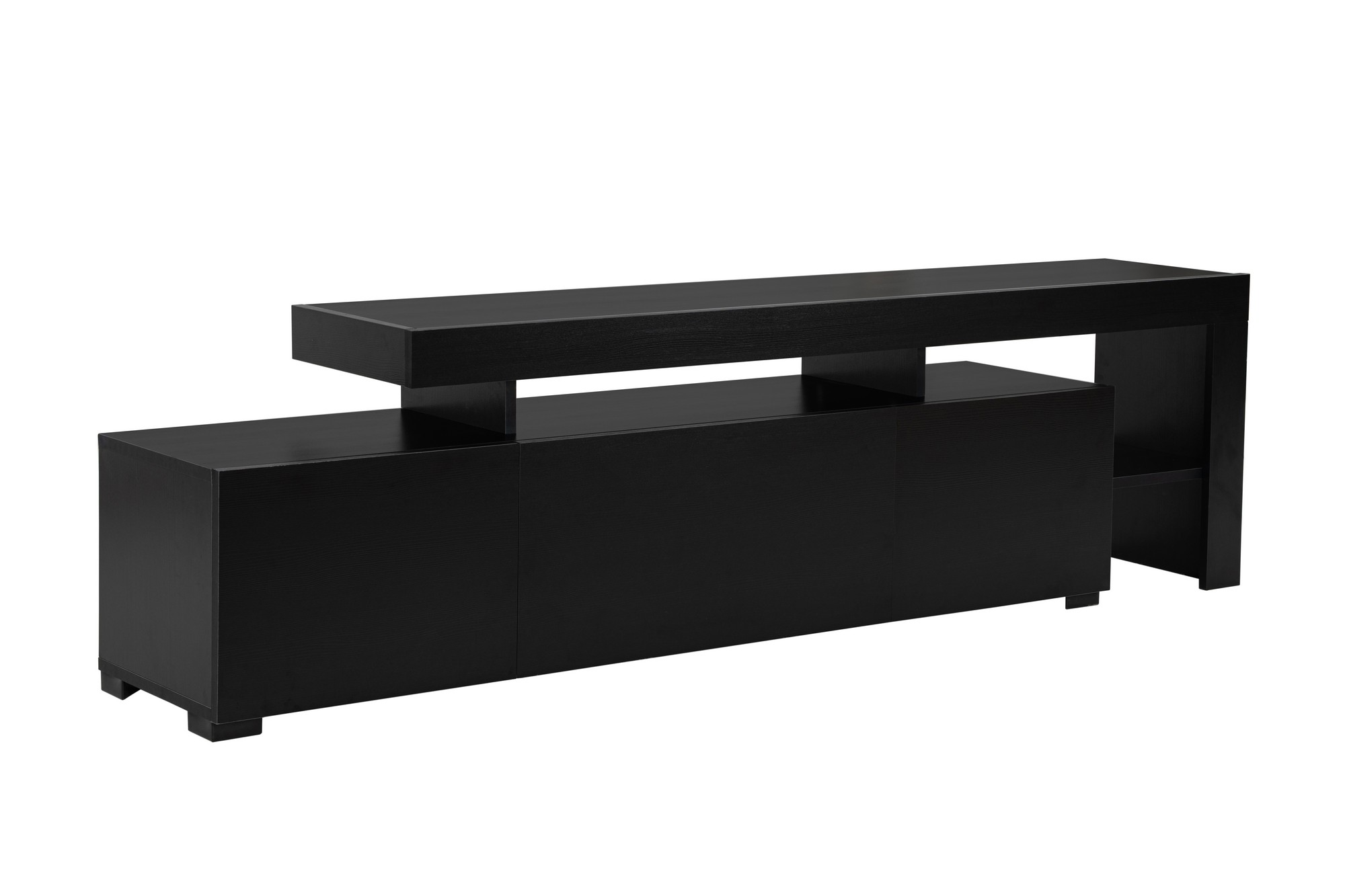 NORDVÉRK Beliz TV-bord, m. PVC-kant LED-lys – tre svart melamin (192×37)