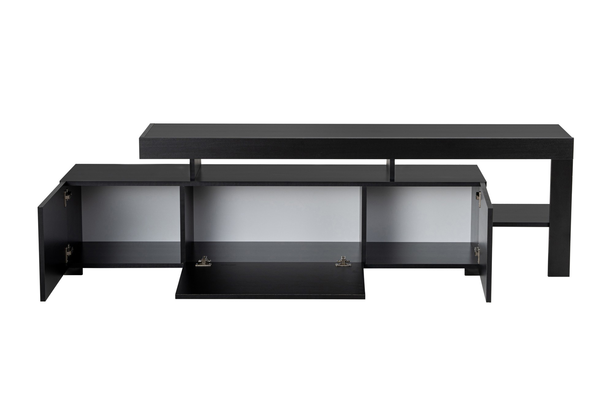 NORDVÉRK Beliz TV-bord, m. PVC-kant LED-lys – tre svart melamin (192×37)