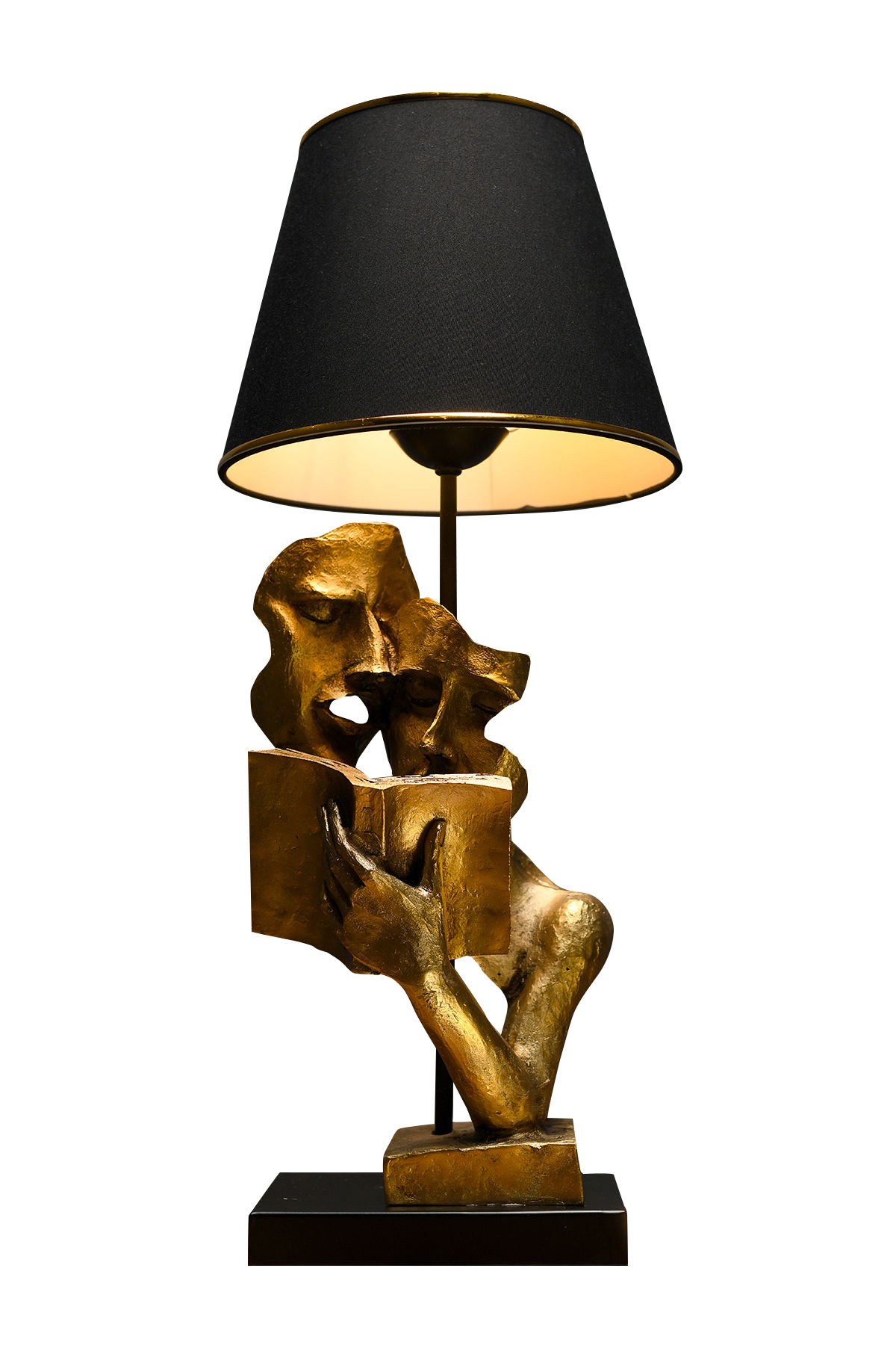 LUMI Solvarias bordlampe - sort polyester og guld metal
