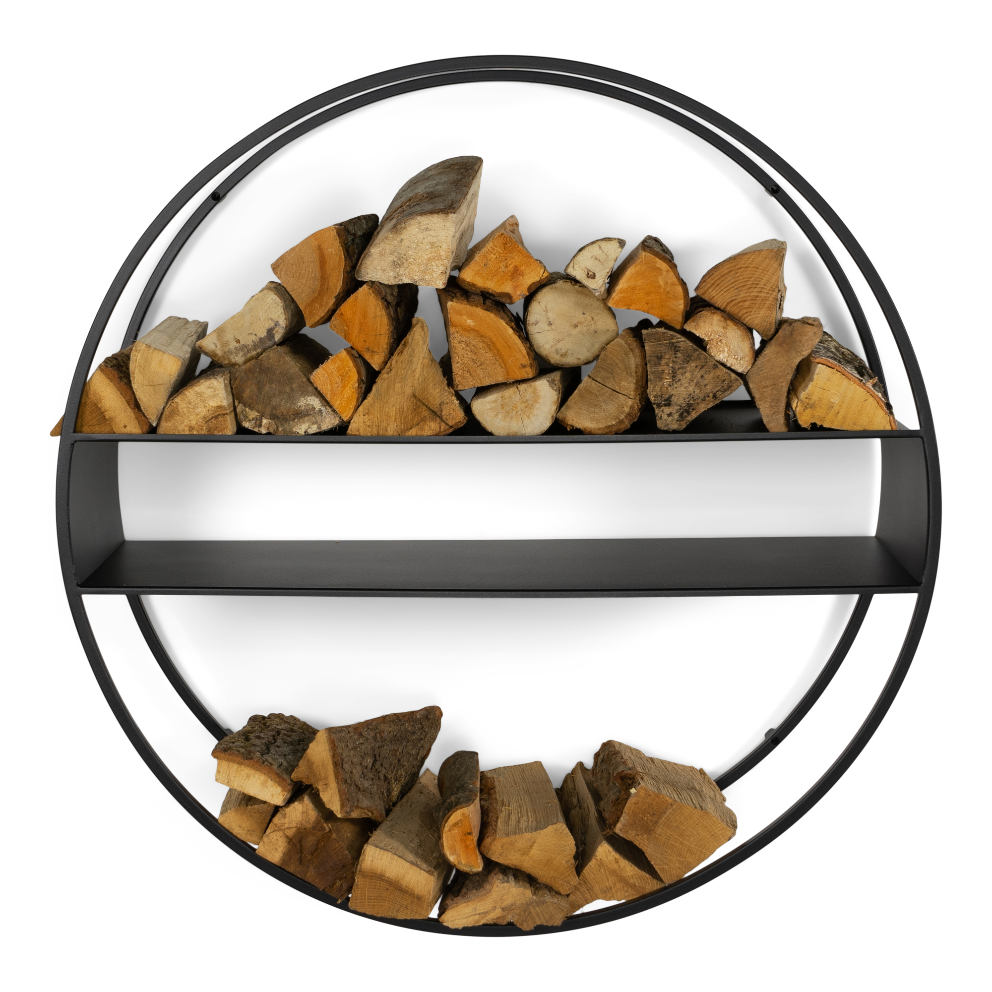SPINDER DESIGN Timber Tumbler M brændeholder, væghængt, rund - sort stål (Ø100)