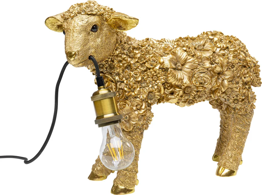 Køb KARE DESIGN Animal Flower Sheep bordlampe - guld polyresin - Pris 1549.00 kr.