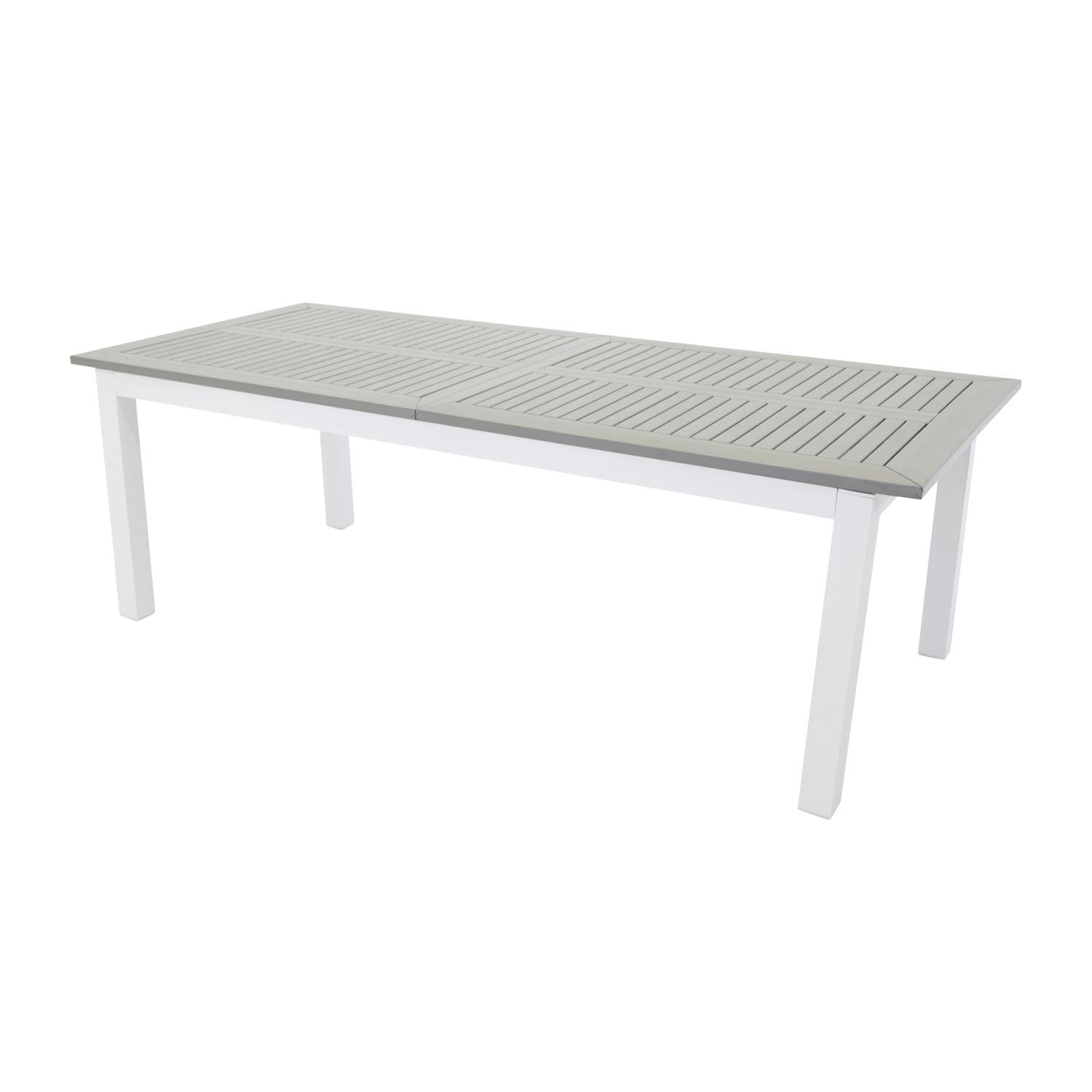 VENTURE DESIGN rektangulær Albany havebord med tillægsplader - grå, hvid aluminium (224/324x100)