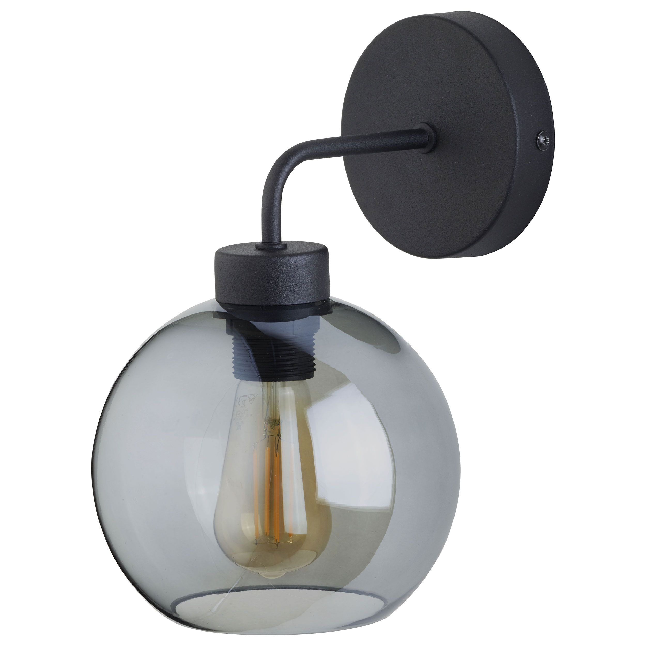 TK Cubus væglampe - klar glas og sort metal