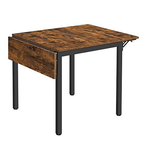 VASAGLE spisebord, m. klap - vintage brun spånplade og sort stål (84,5(120)x78)