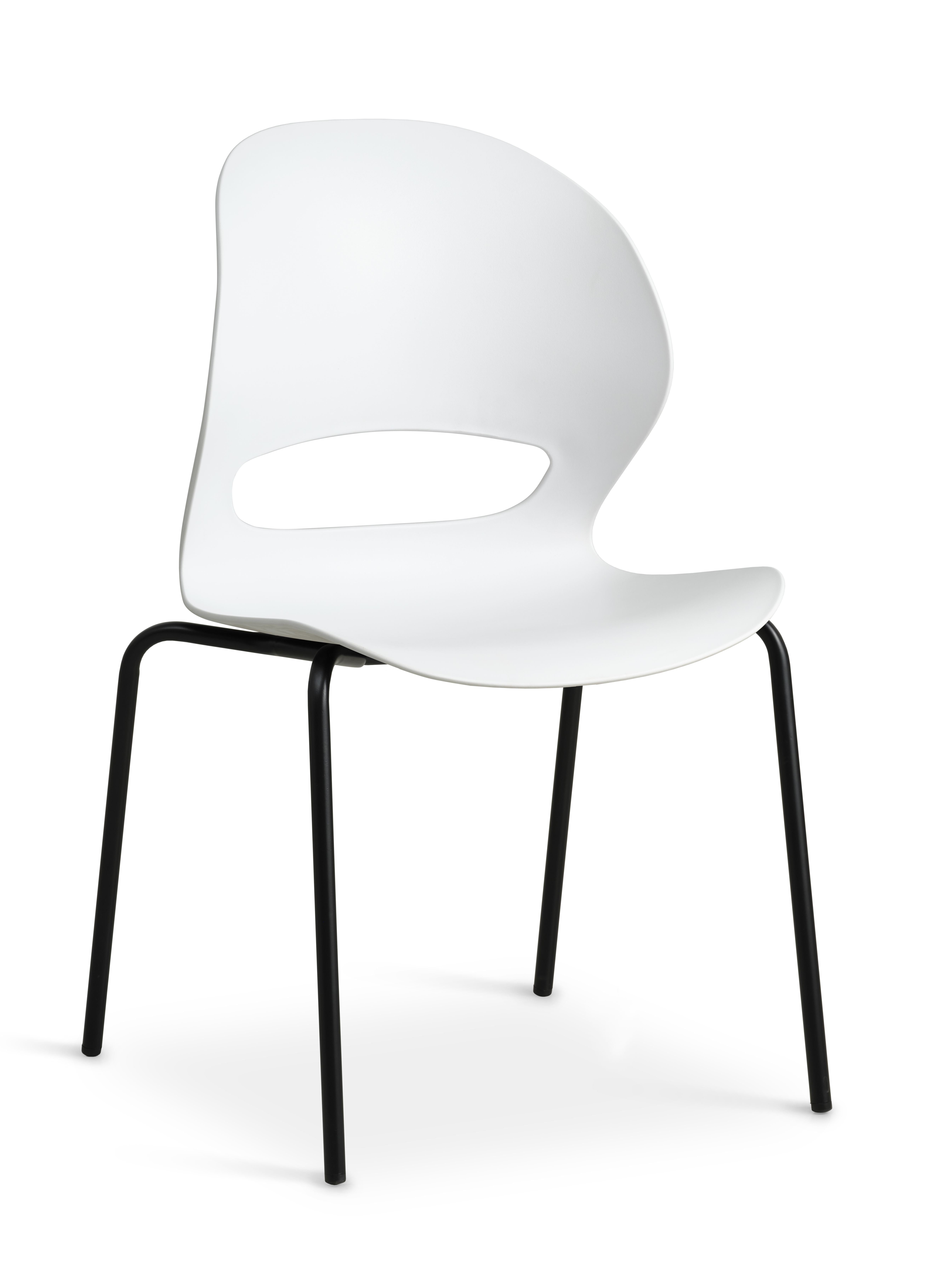 Linea spisebordsstol - hvid PVC og sort metal