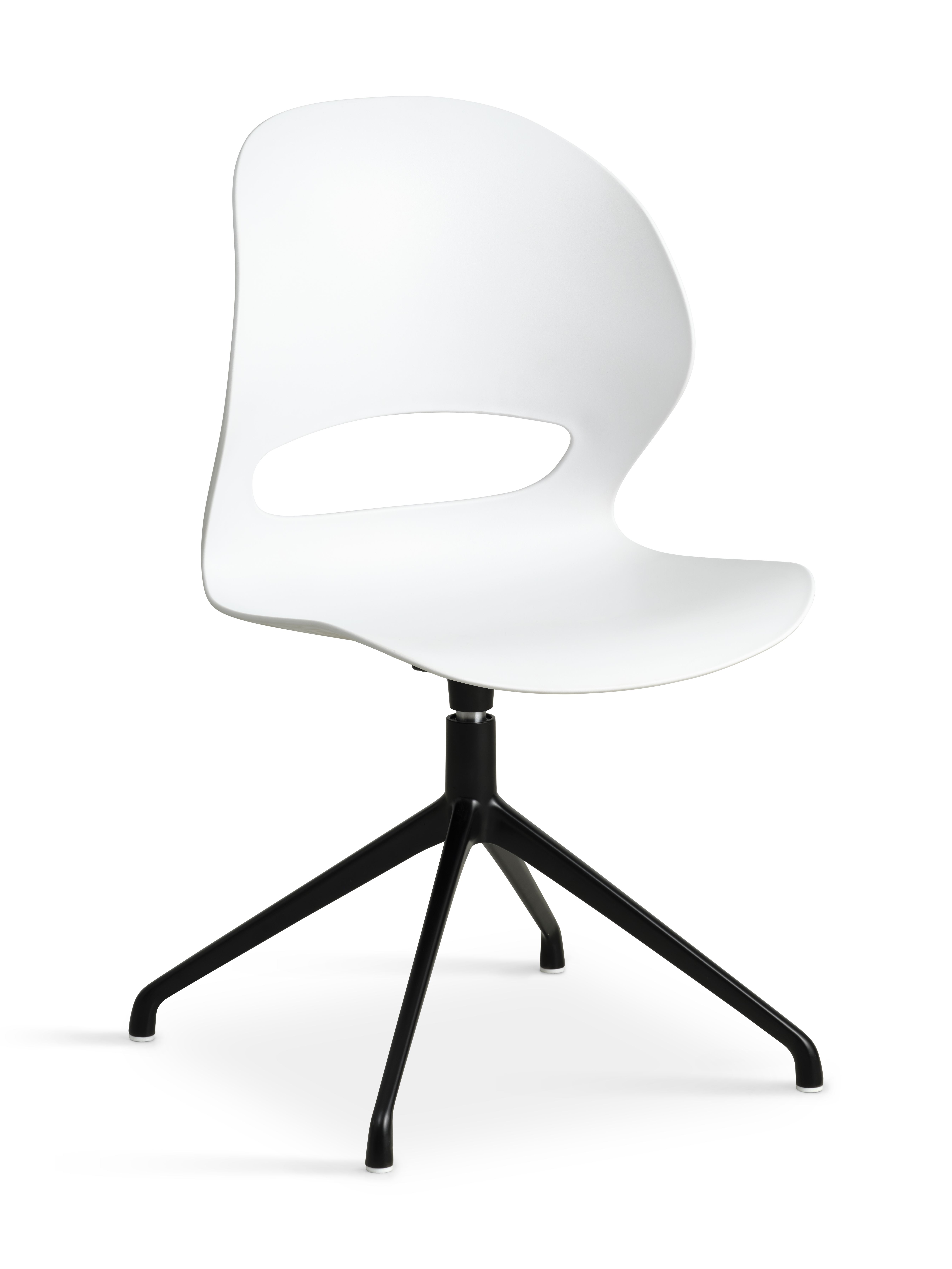 Linea spisebordsstol, m. drejefunktion - hvid PVC og sort metal