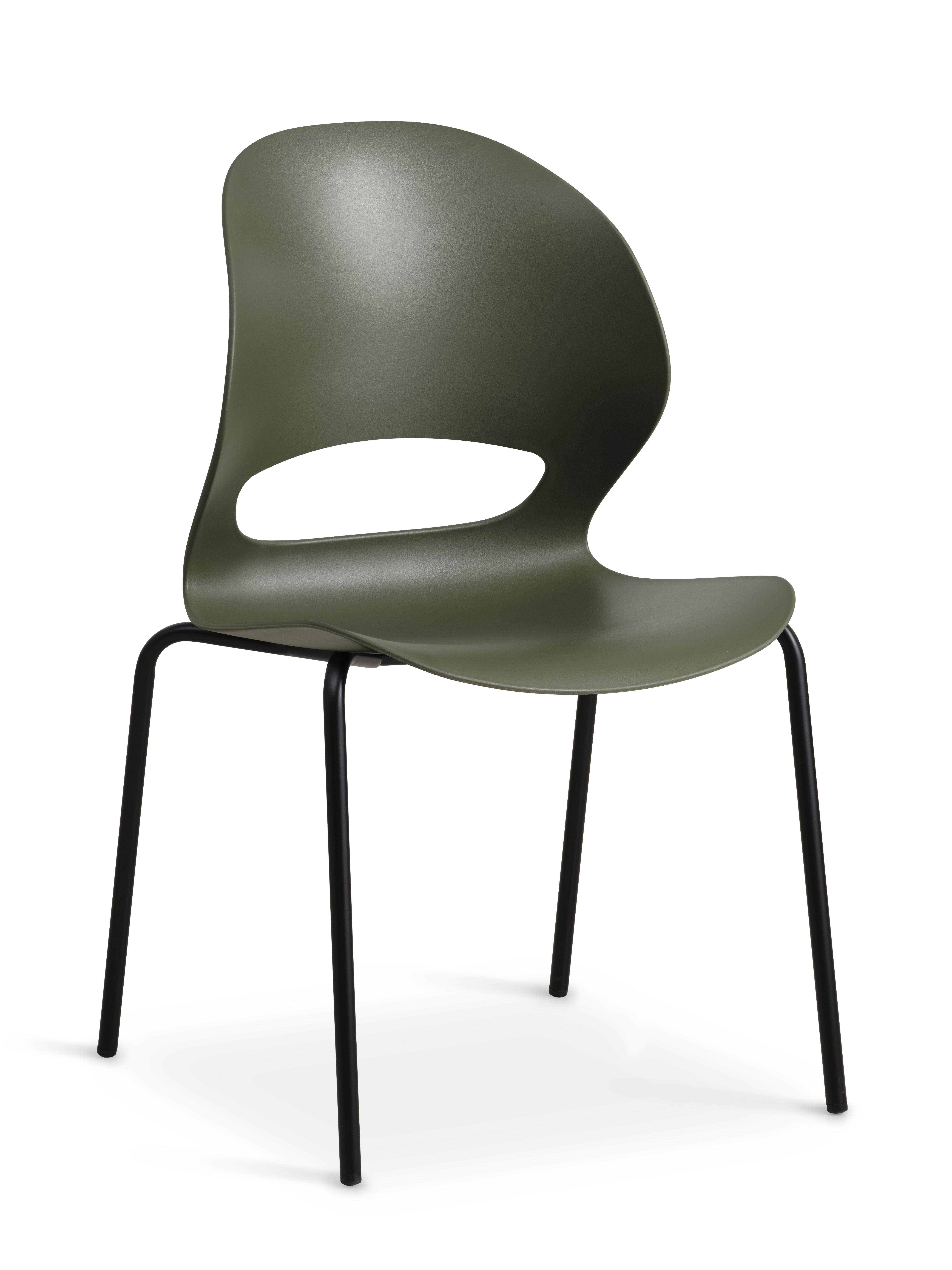 Linea spisebordsstol - oliven PVC og sort metal