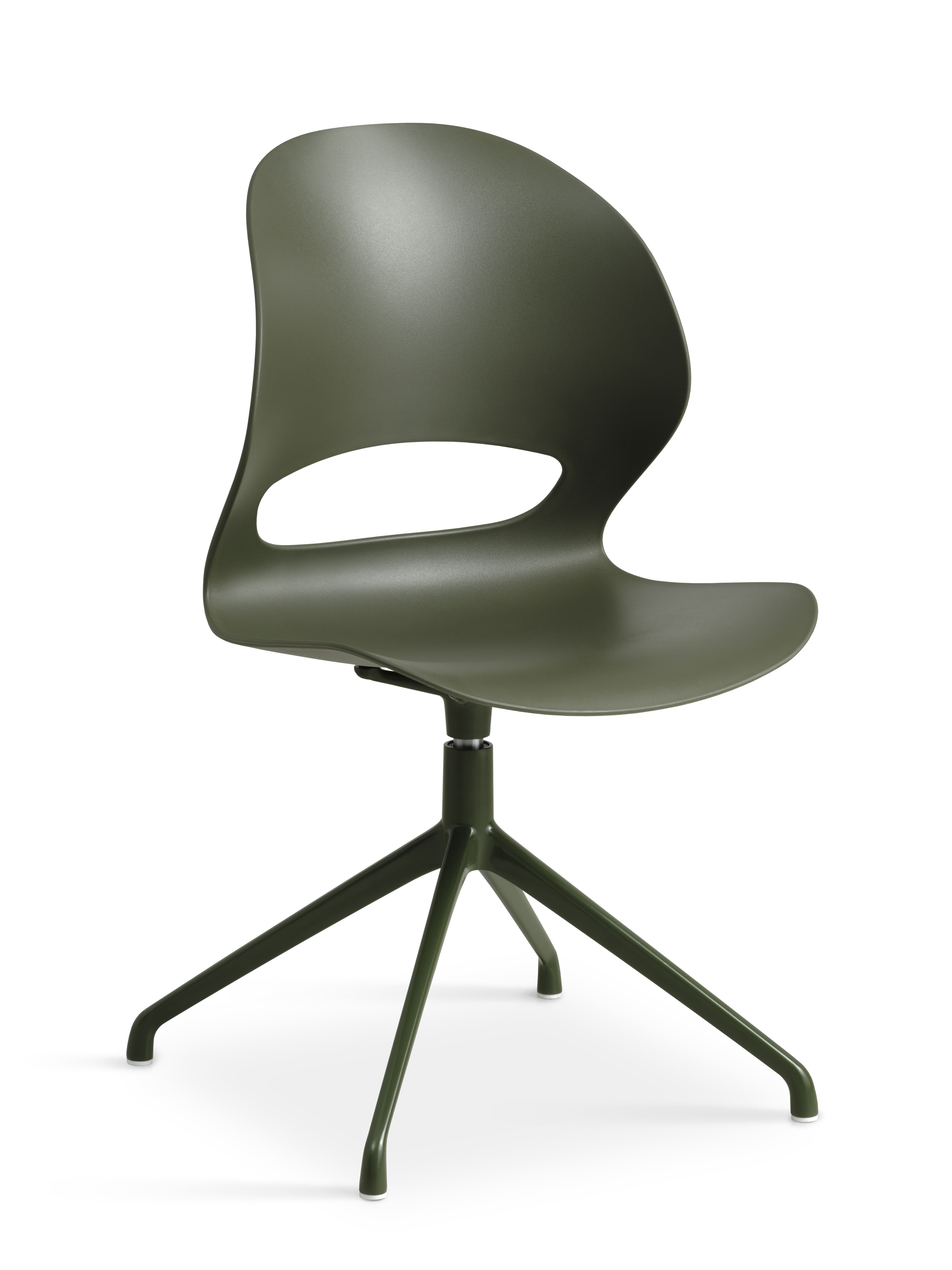 Linea spisebordsstol, m. drejefunktion - oliven PVC og oliven metal