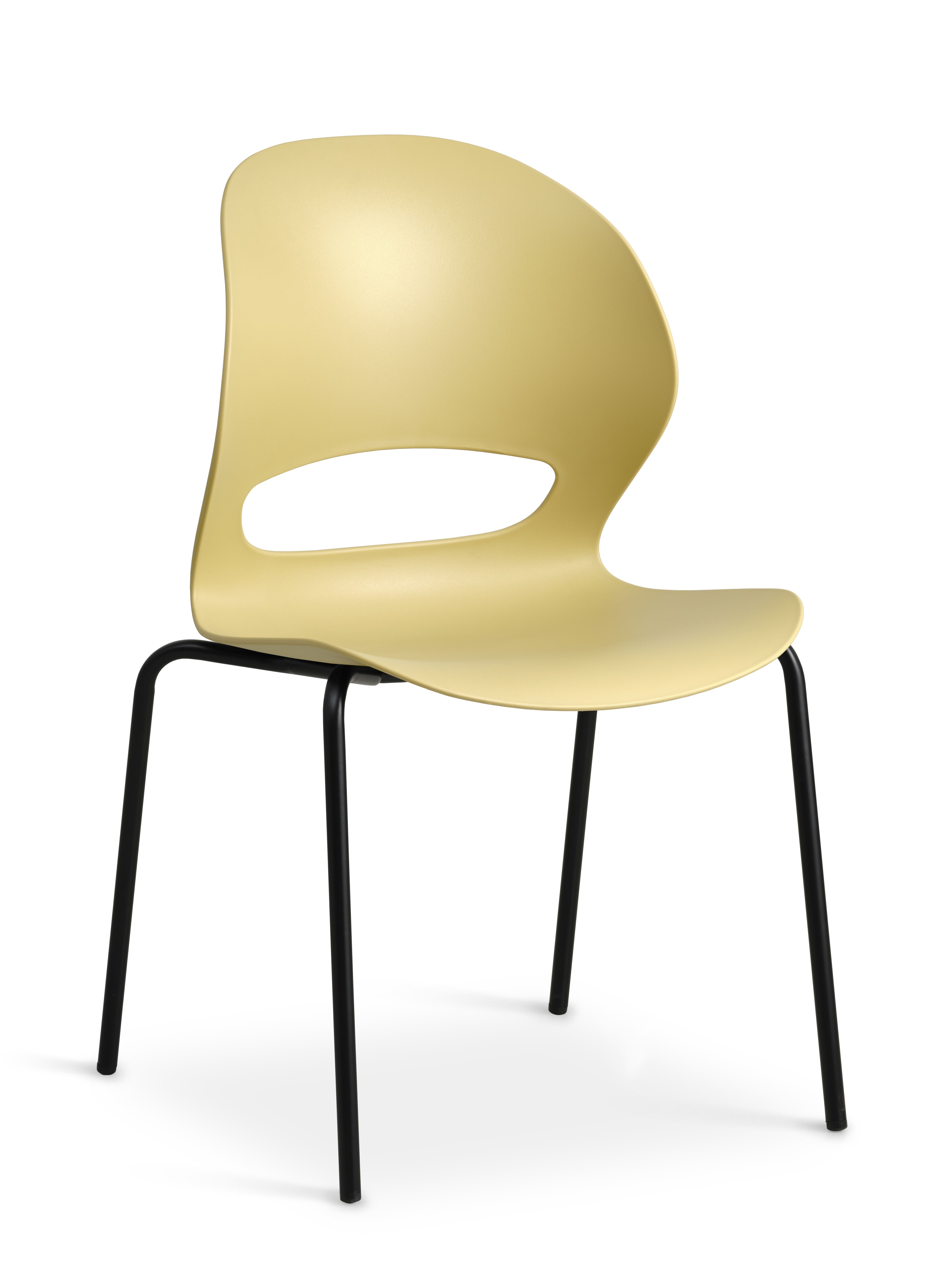 Linea spisebordsstol - sennepsgul PVC og sort metal