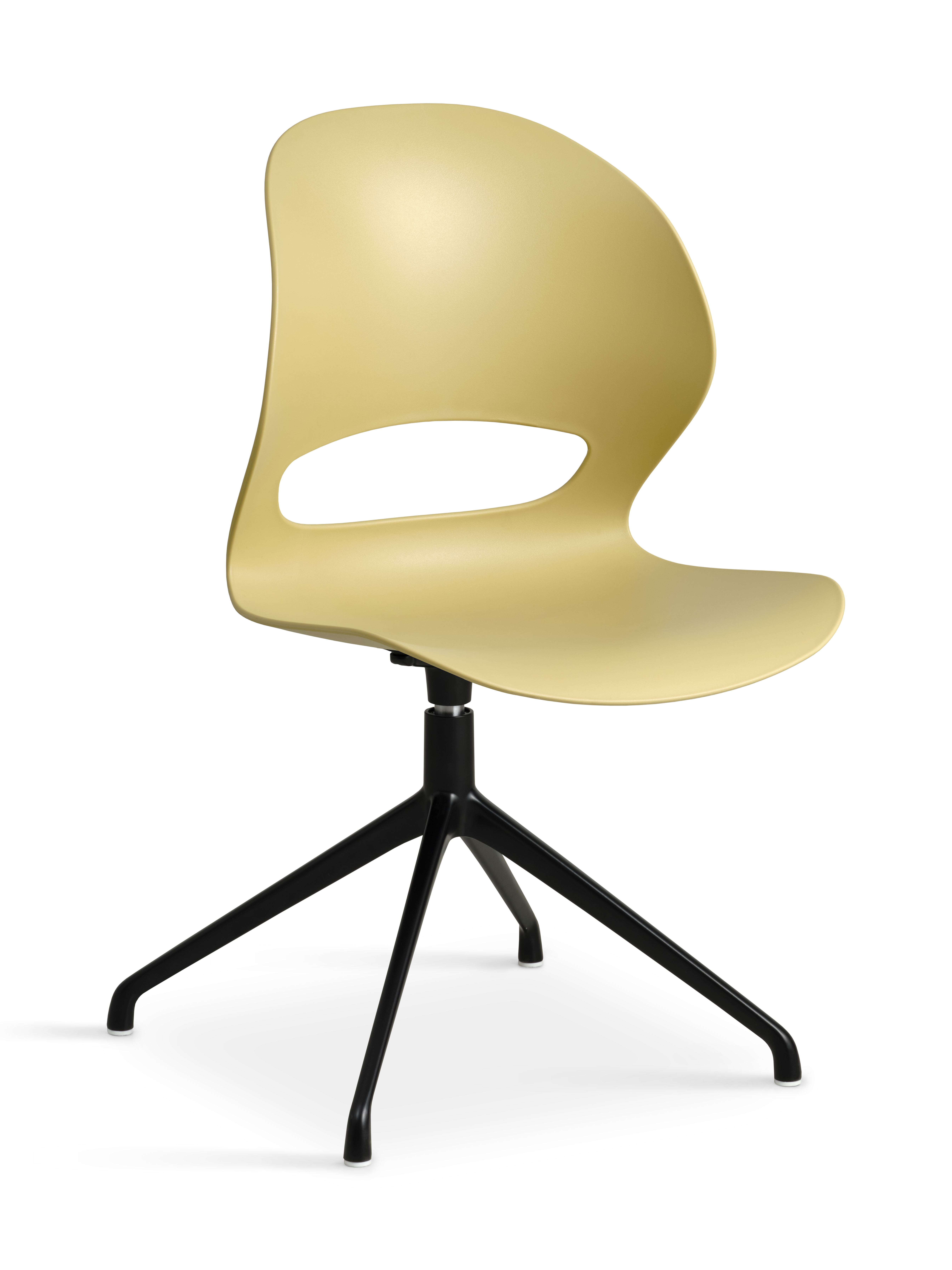 Linea spisebordsstol, m. drejefunktion - sennepsgul PVC og sort metal