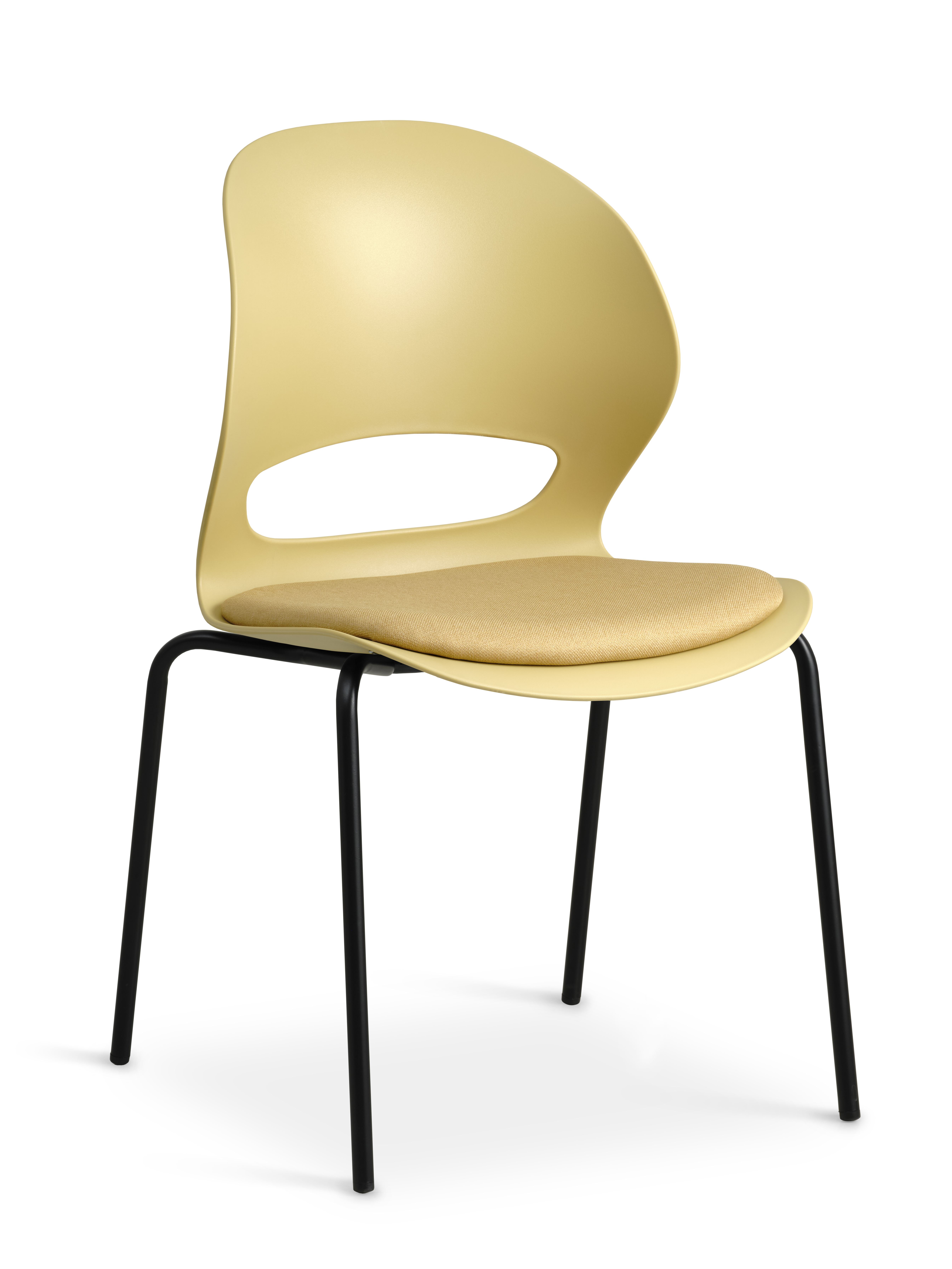 Linea spisebordsstol, m. sennepsgul stofhynde - sennepsgul PVC og sort metal