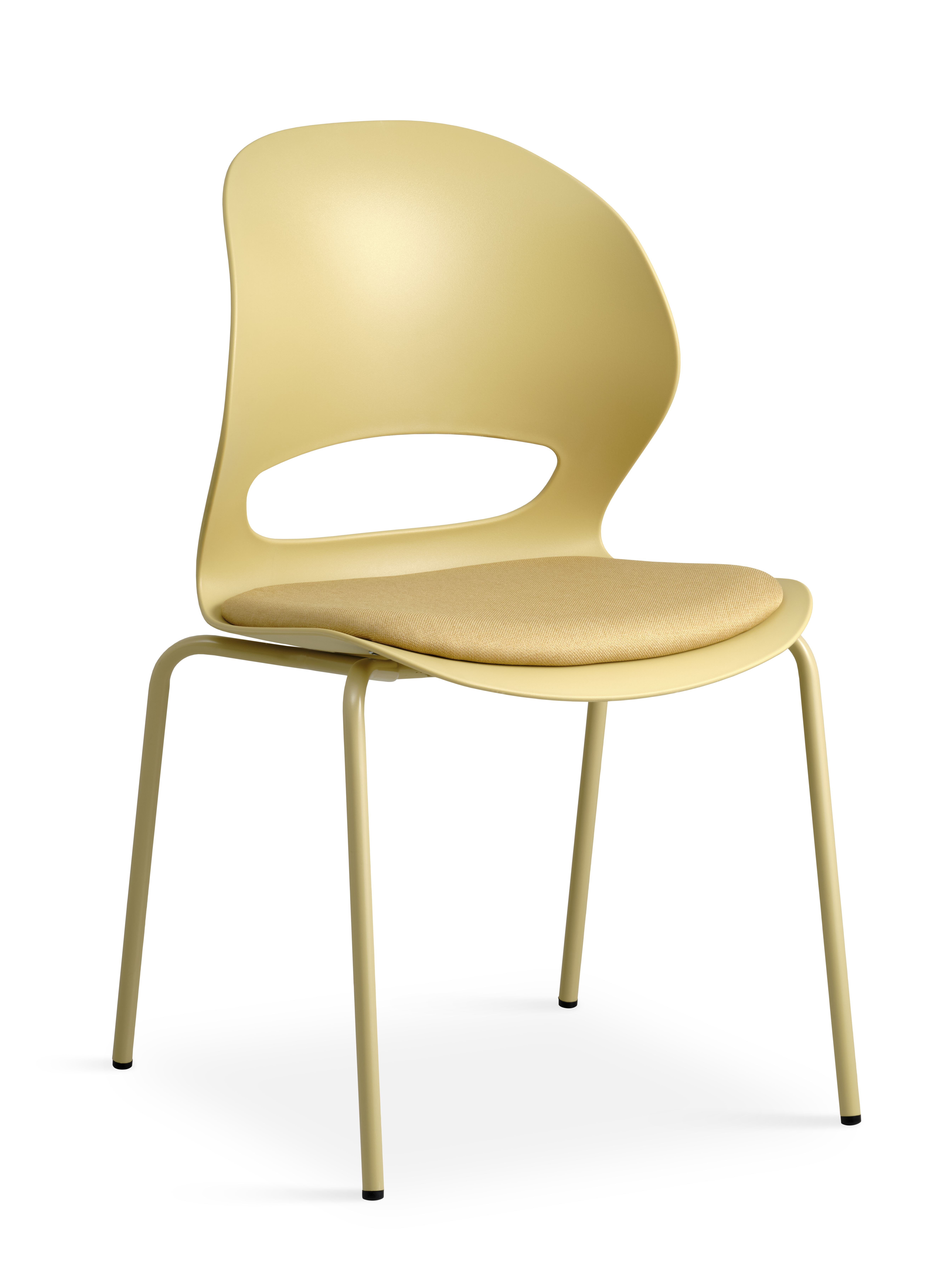 Linea spisebordsstol, m. sennepsgul stofhynde - sennepsgul PVC og sennepsgul metal