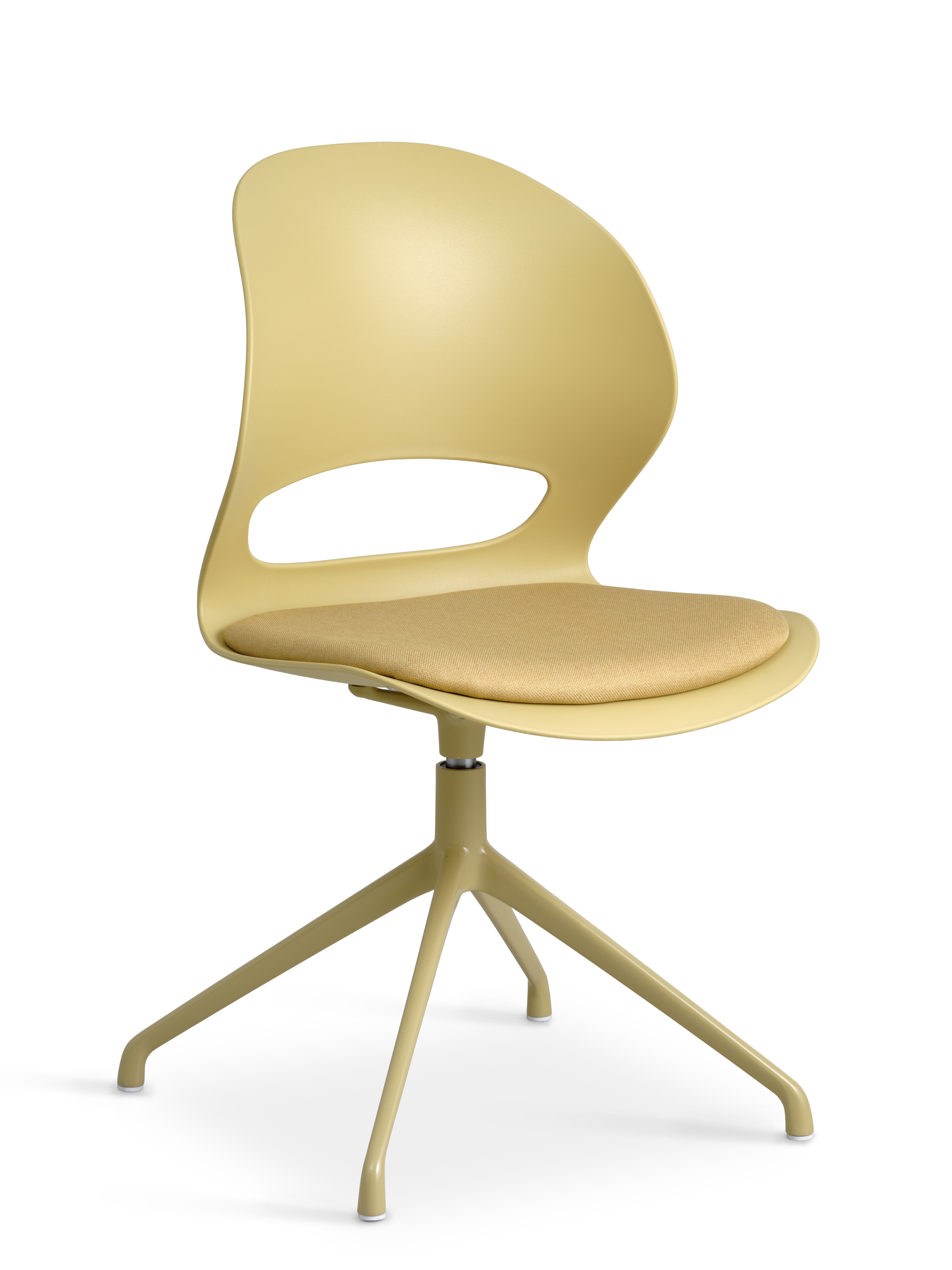 Linea spisebordsstol, m. drejefunktion og sennepsgul stofhynde - sennepsgul PVC og sennepsgul metal