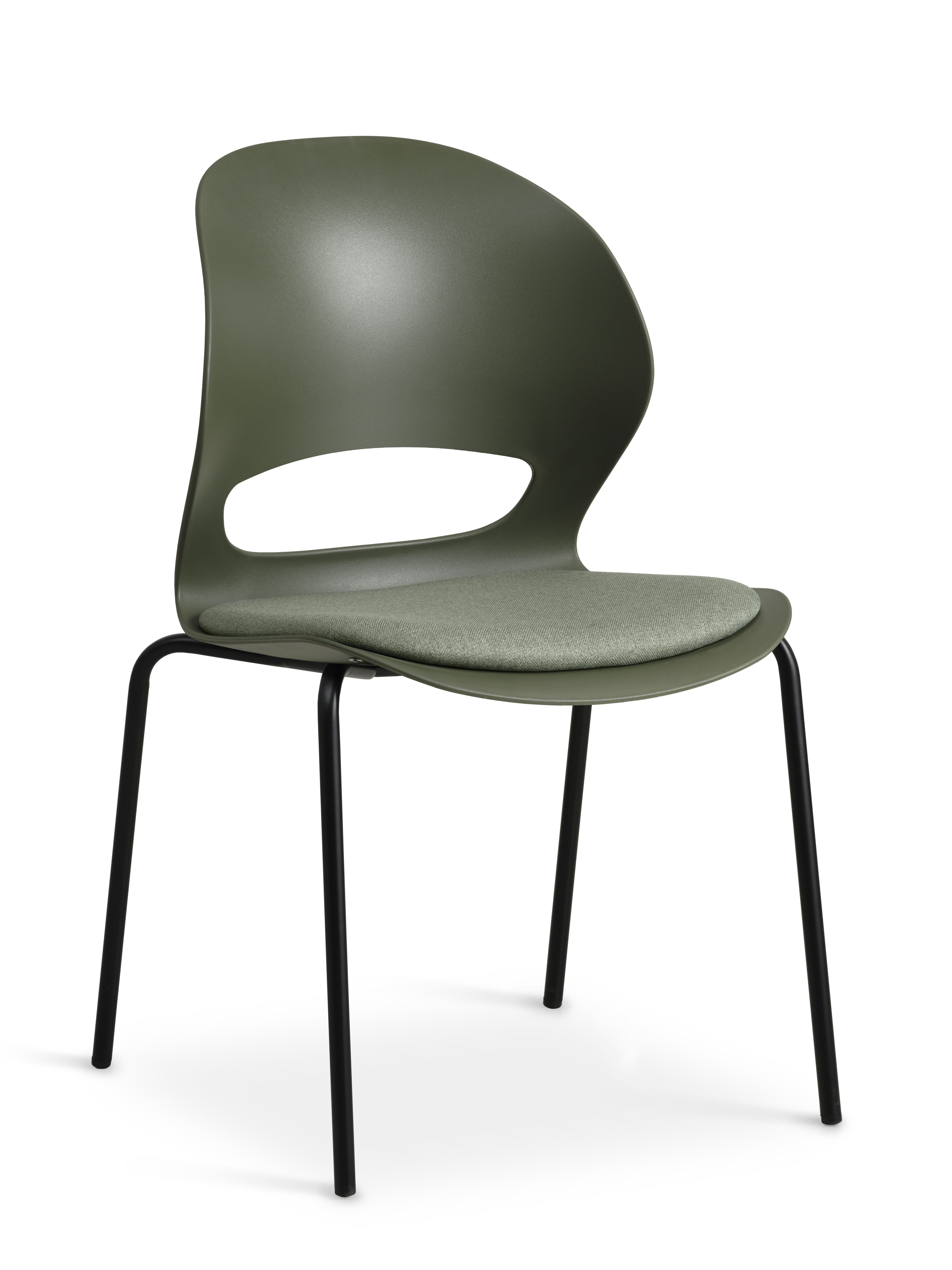 Linea spisebordsstol, m. oliven stofhynde - oliven PVC og sort metal