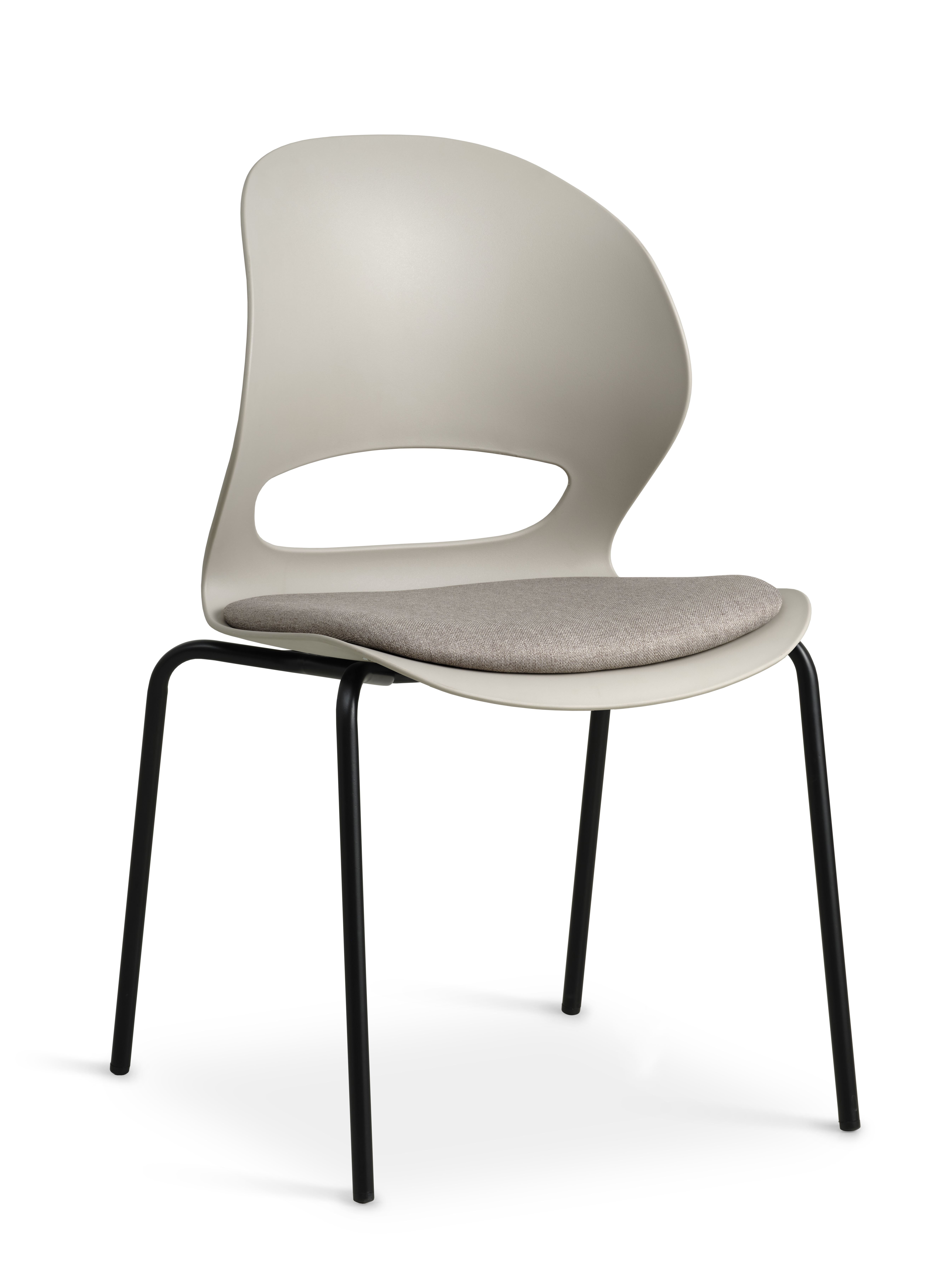 Linea spisebordsstol, m. stone stofhynde - stone PVC og sort metal