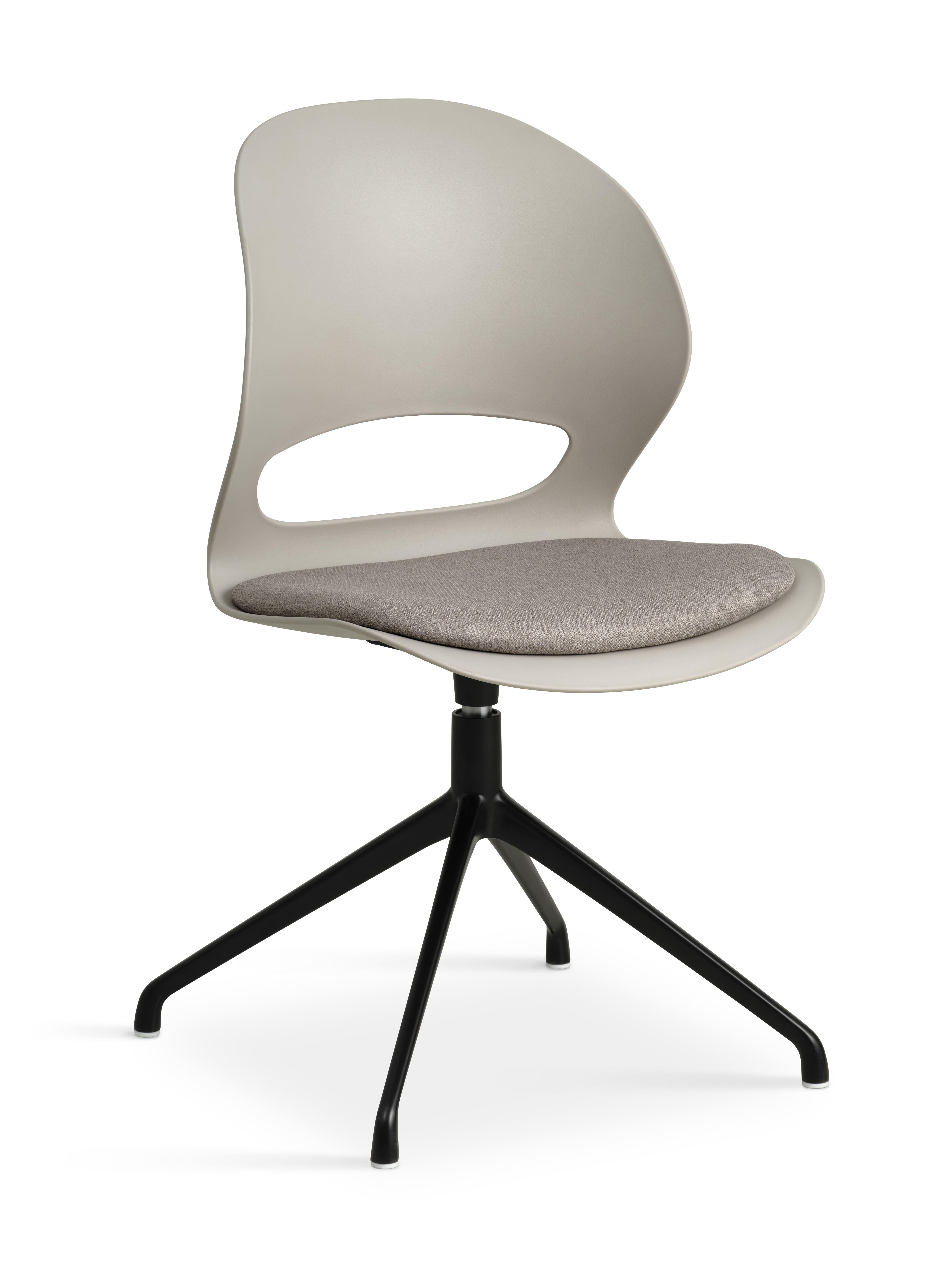 Linea spisebordsstol, m. drejefunktion og stone stofhynde - stone PVC og sort metal