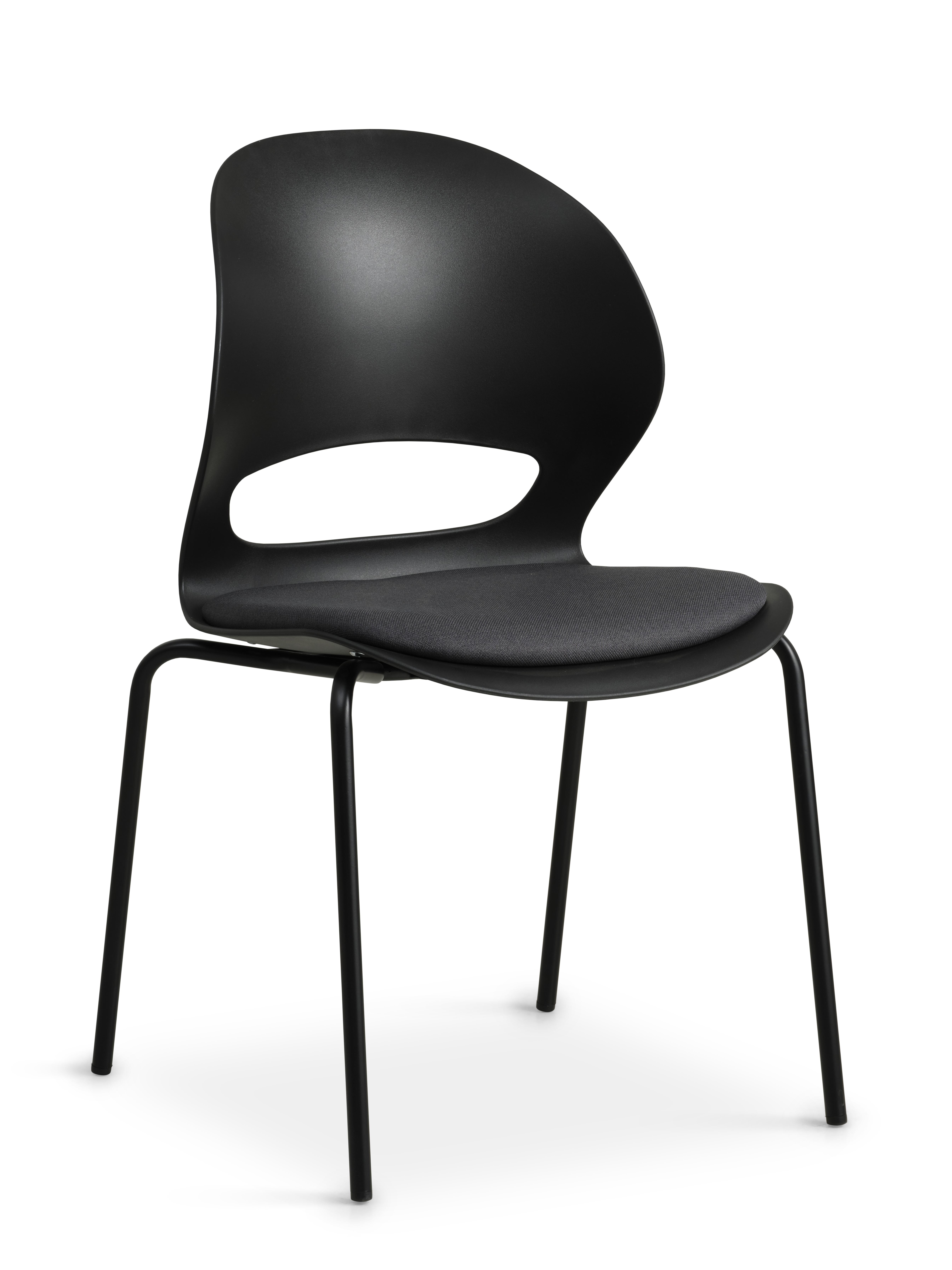 Linea spisebordsstol, m. sort stofhynde - sort PVC og sort metal