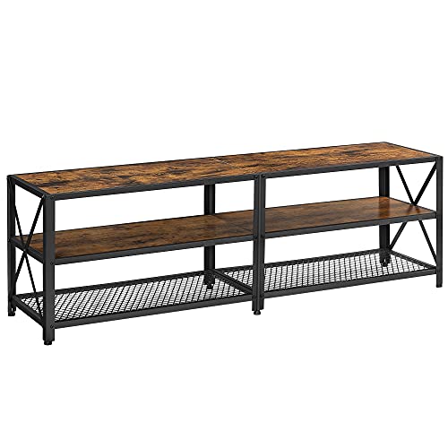 VASAGLE TV-bord, m. 2 hylder - rustik brun spånplade og sort stål (160x39,2)
