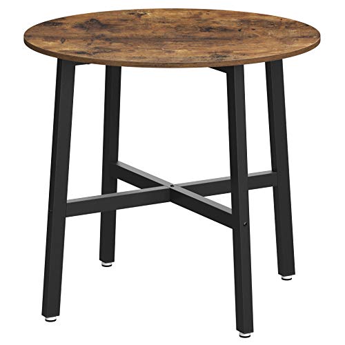 VASAGLE spisebord, rund - brun spånplade og sort stål (Ø80)