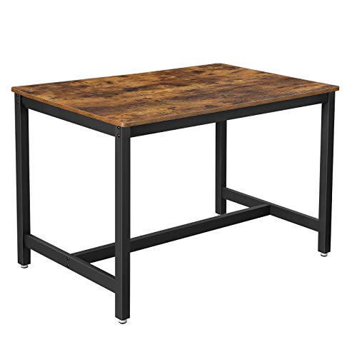 VASAGLE spisebord, rektangulær - rustik brun spånplade og sort jern (120x75)
