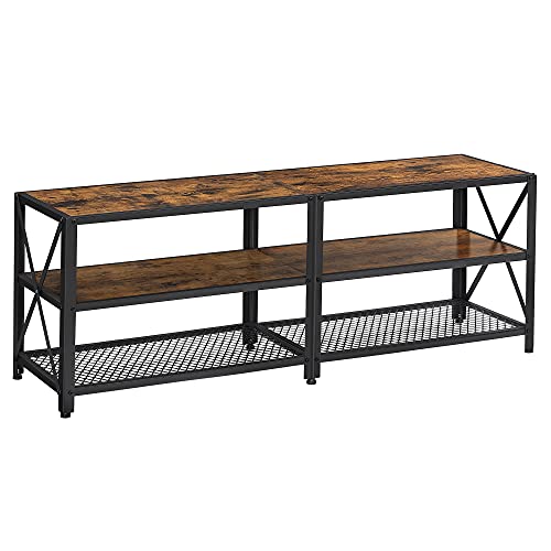 VASAGLE TV-bord, m. 2 hylder - rustik brun spånplade og sort stål (140x39,2)