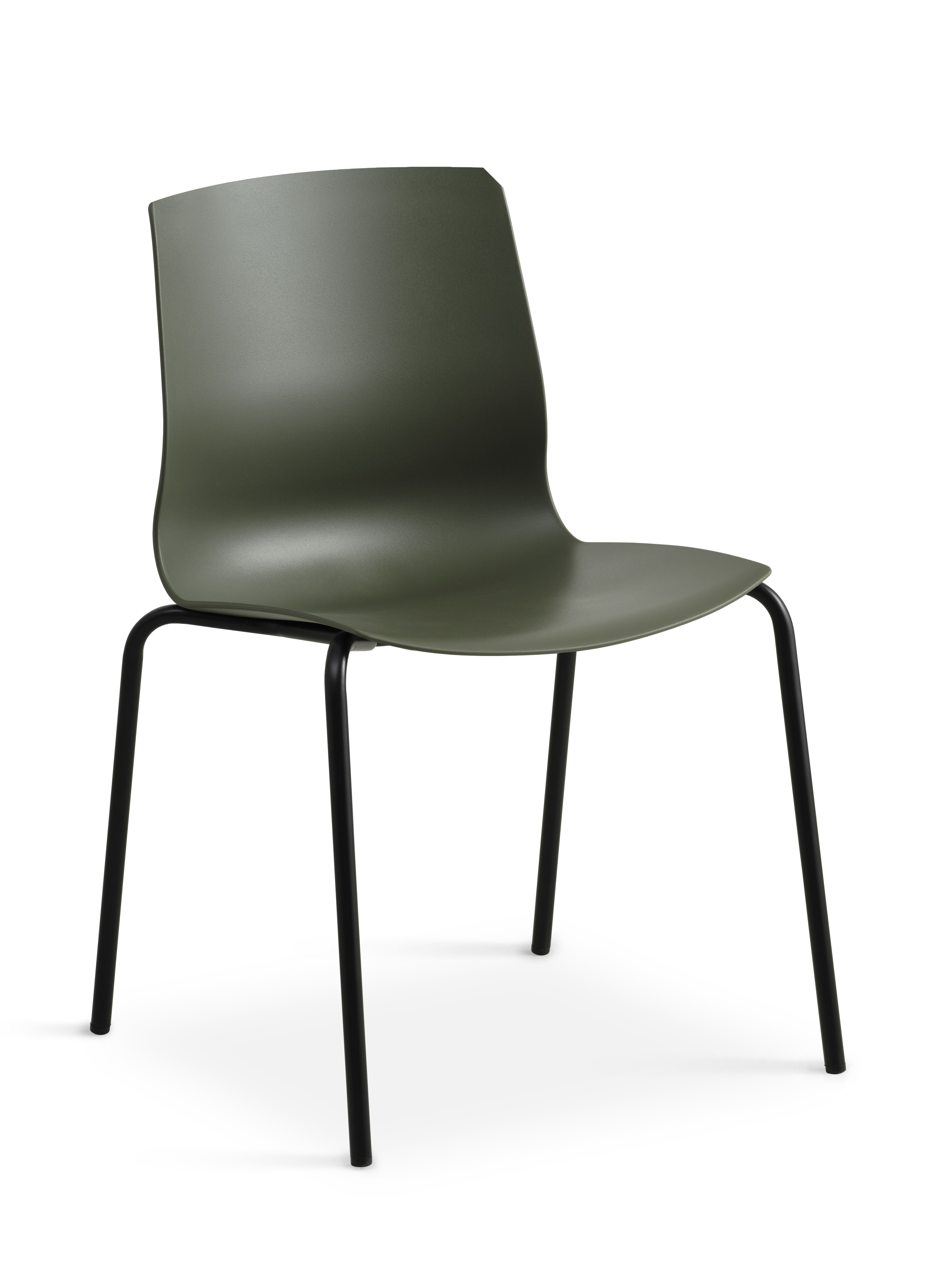 Liv spisebordsstol - oliven PVC og sort metal