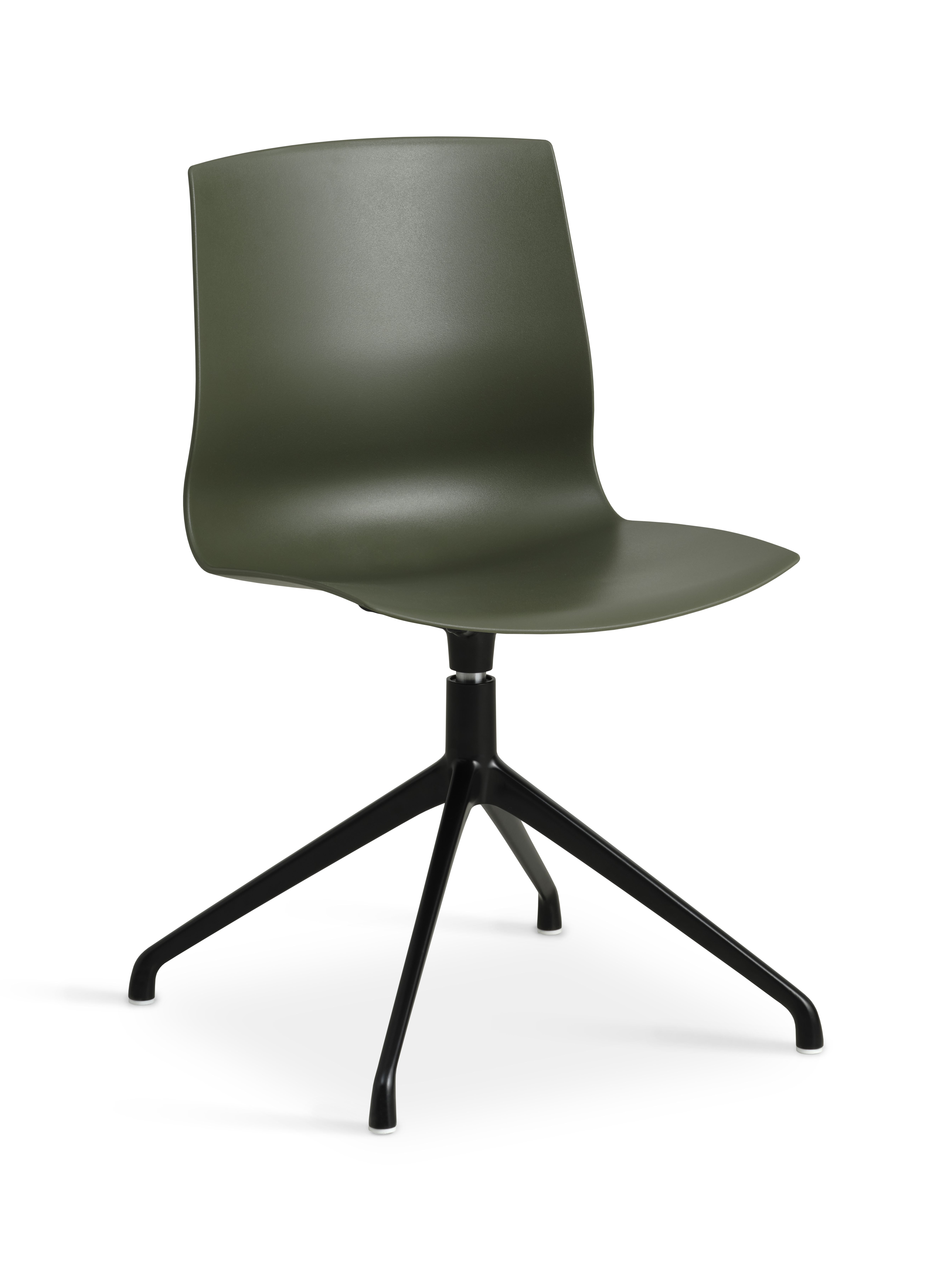 Liv spisebordsstol, m. drejefunktion - oliven PVC og sort metal