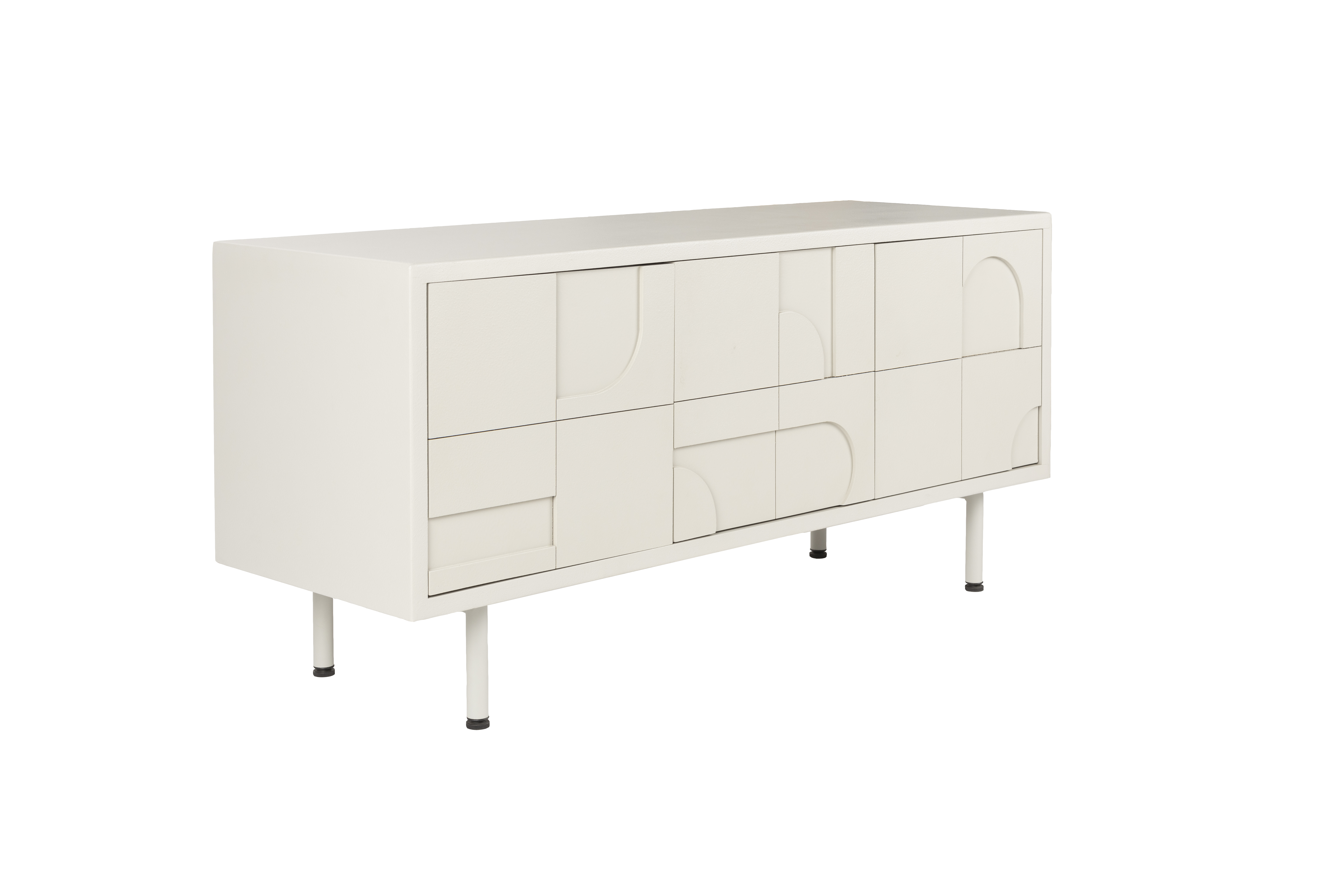 WHITE LABEL LIVING Funk TV-bord, m. 3 låger og 1 hylde - offwhite MDF og metal (120x40)