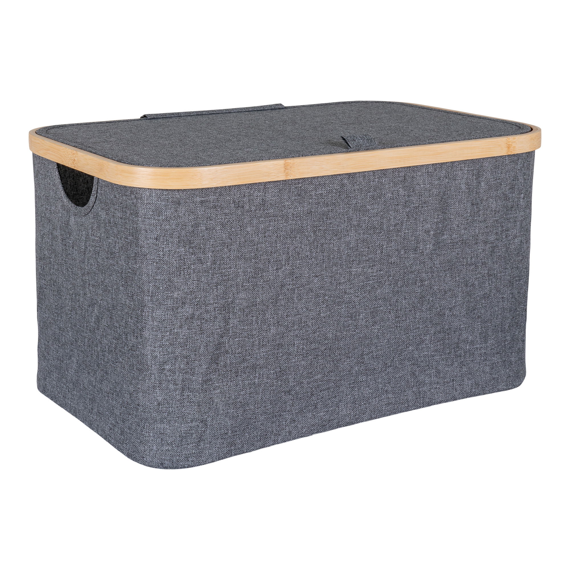 HOUSE NORDIC Noto Basket – Korg, bambu/tyg, mörkgrå, 30x45x25 cm