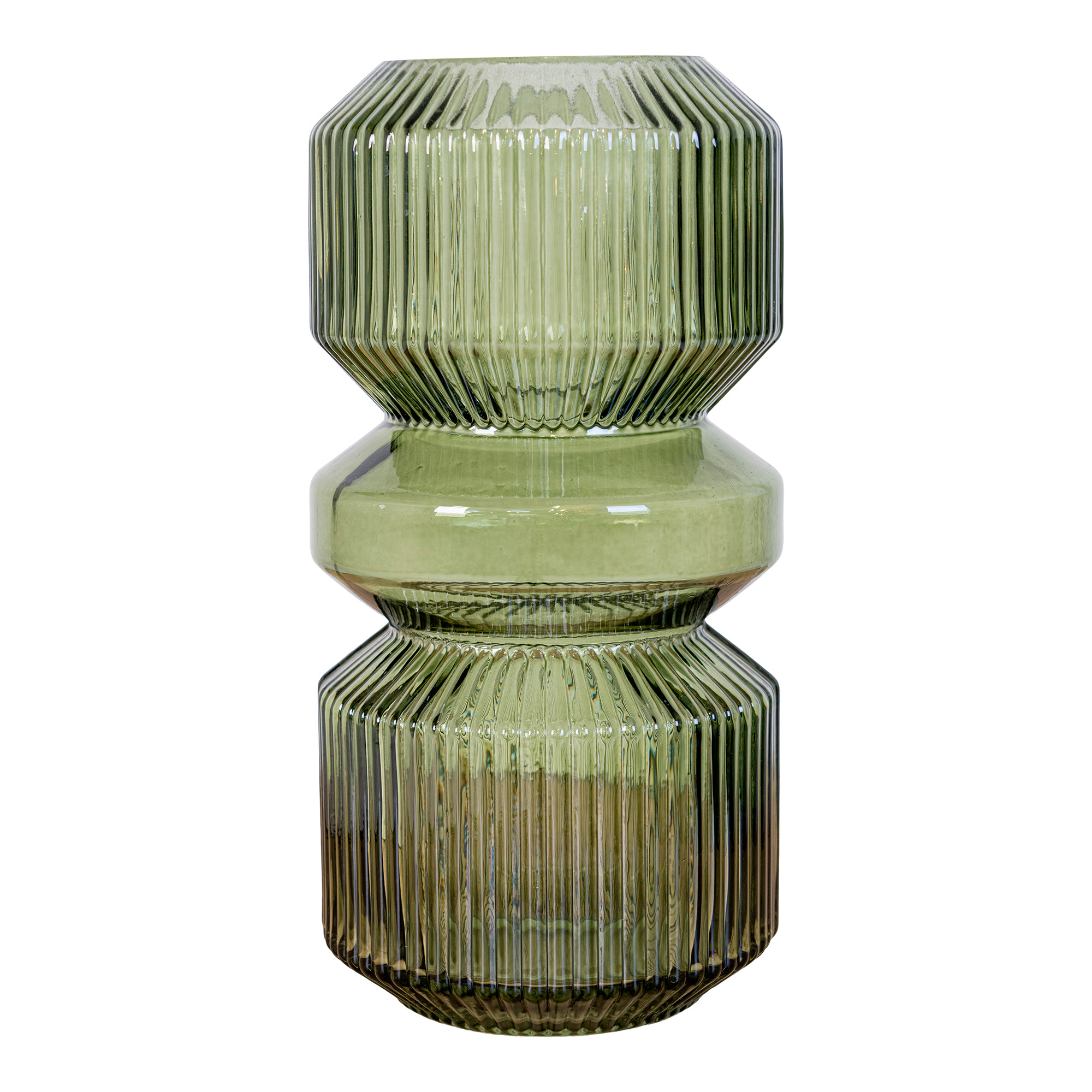 HOUSE NORDIC vase, rund - grøn glas (H:24,5)