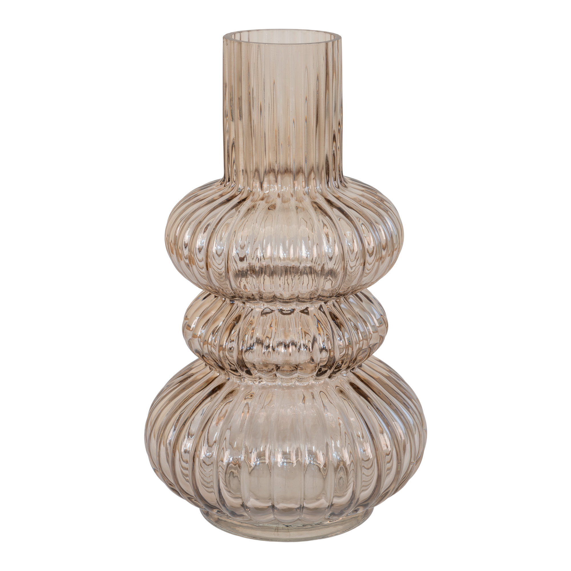 HOUSE NORDIC mundblæst vase, rund - røgfarvet glas (H:25)