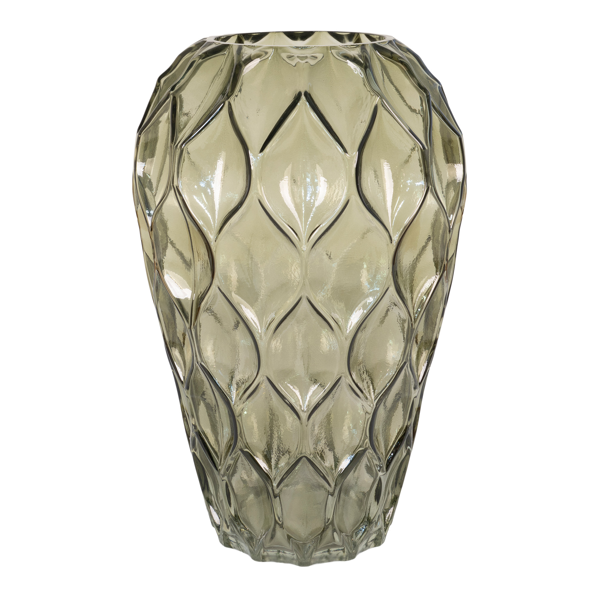 HOUSE NORDIC mundblæst vase, rund - grøn glas (H:27)