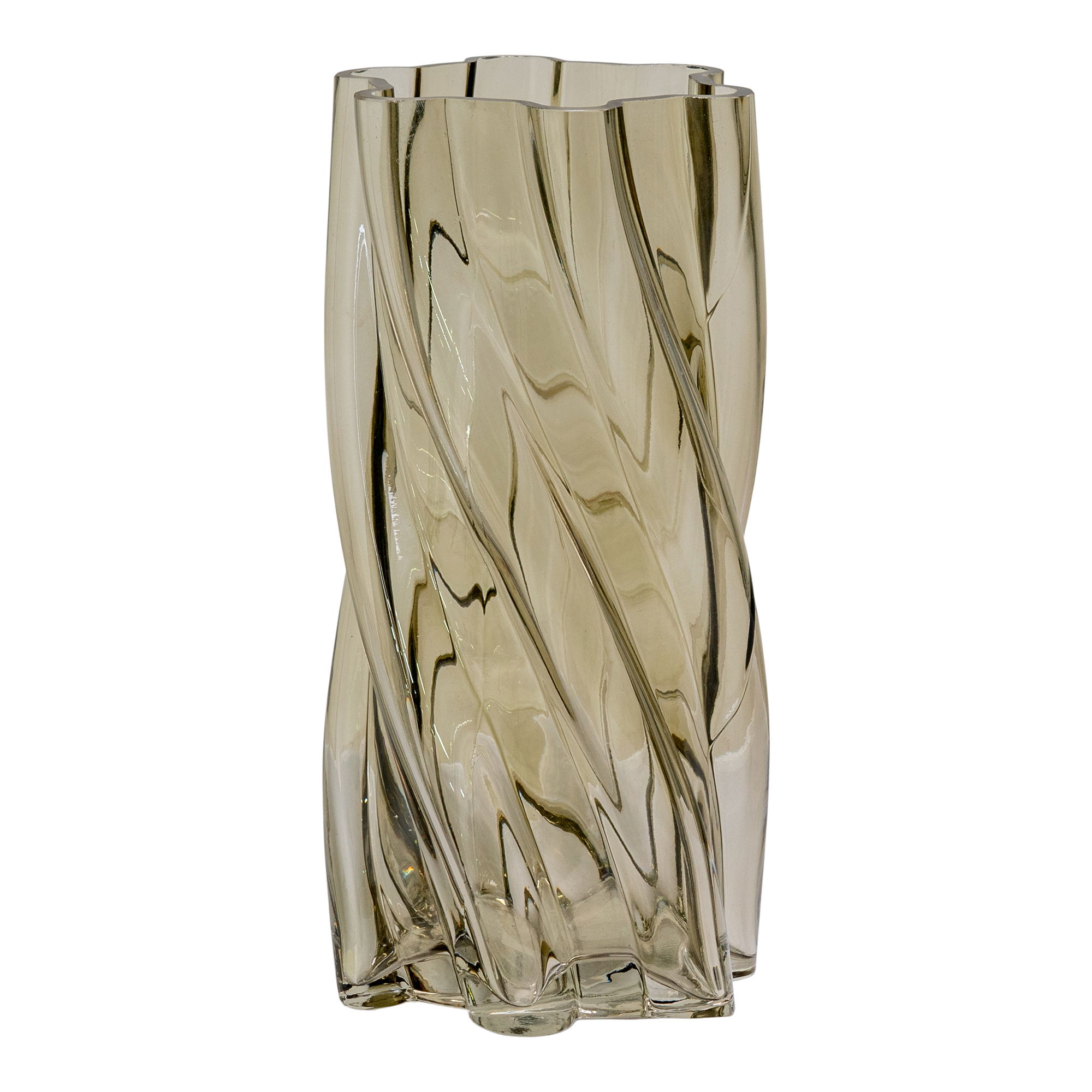 HOUSE NORDIC Vase, munnblåst glass, røykgrønn, ø12,5×25 cm