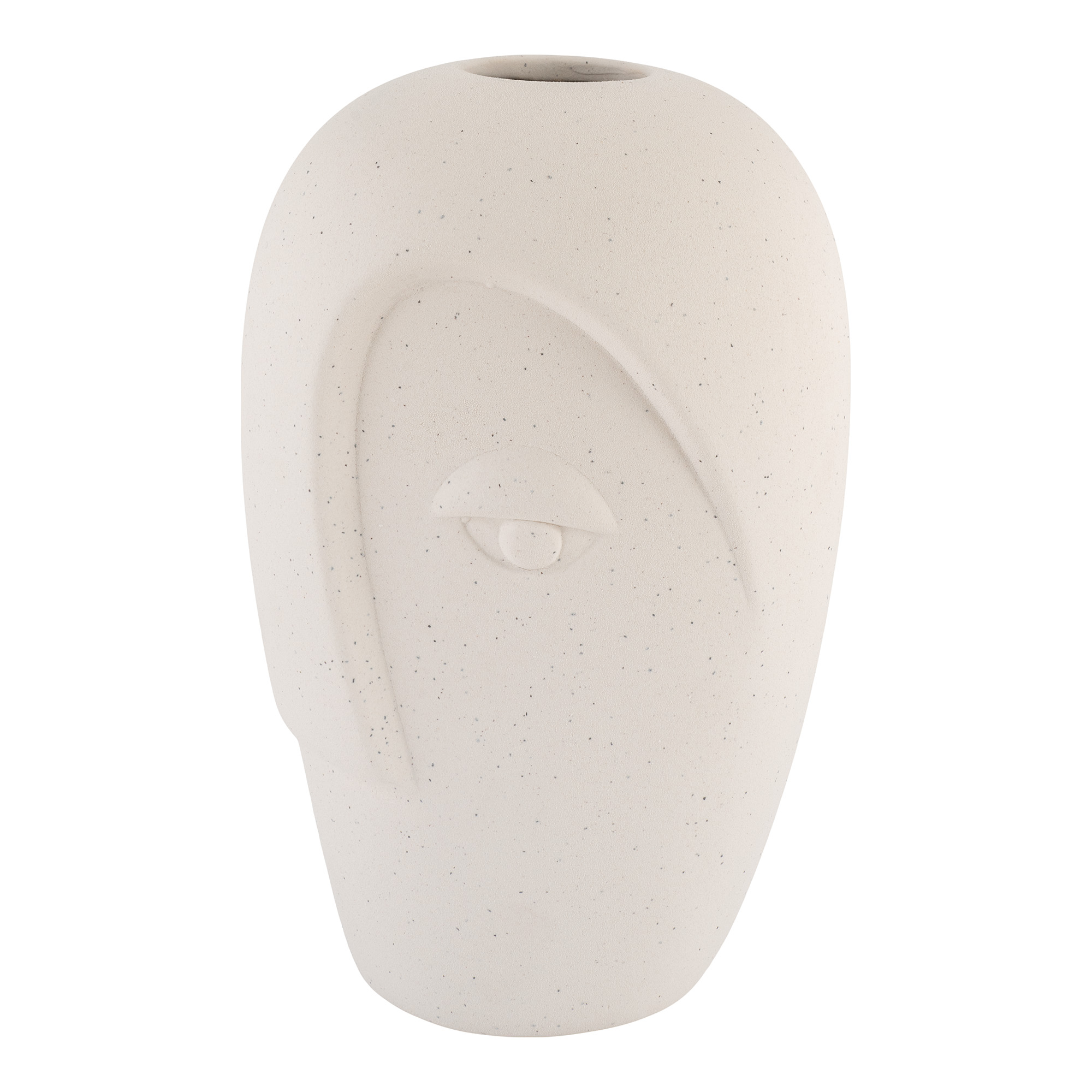 HOUSE NORDIC vase med ansigt, rund - sand keramik (H:19,5)
